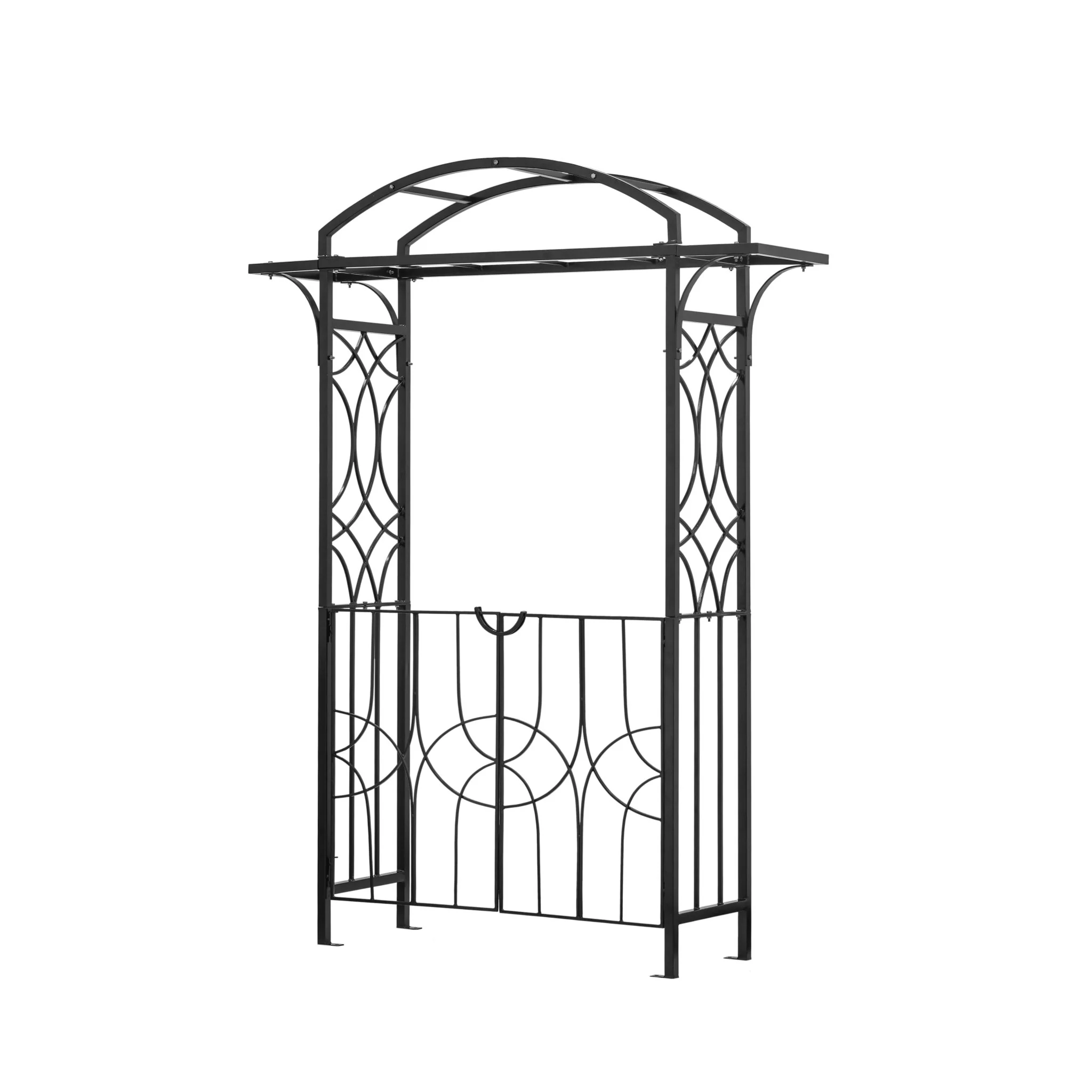 H Potter Geometric Garden Arbor with Gate - Heavy Duty Gateway Arch - Image 5