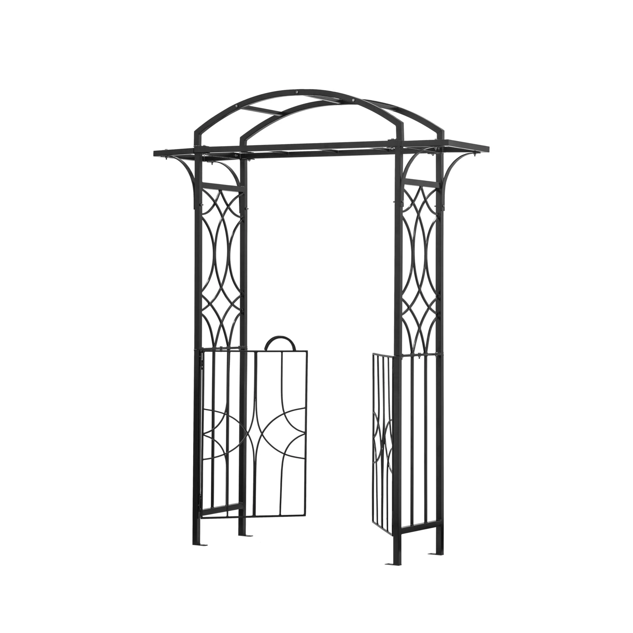 H Potter Geometric Garden Arbor with Gate - Heavy Duty Gateway Arch - Image 6