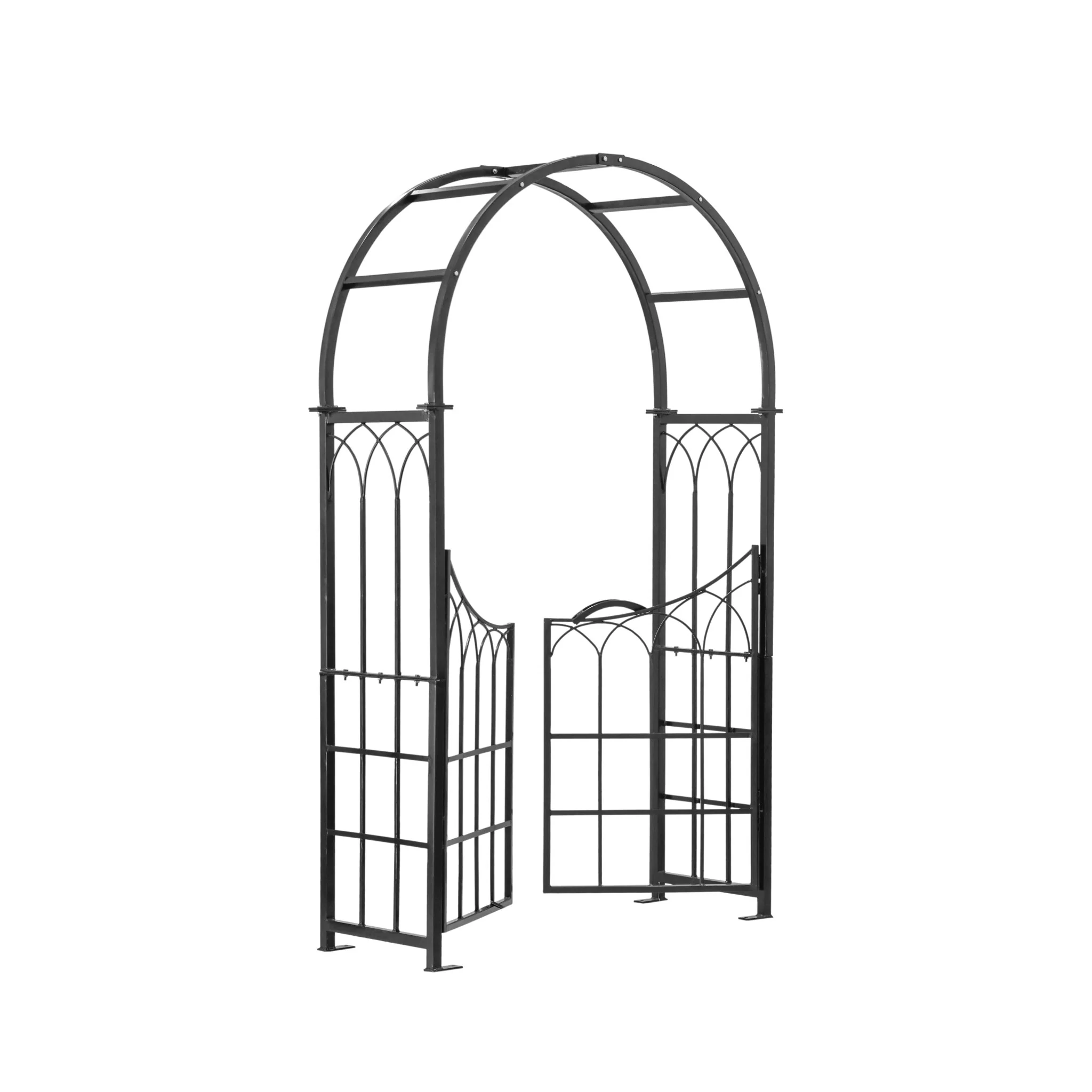 H Potter Gothic Arbor Arch with Gate - Freestanding Garden Gateway Arbor - Image 6