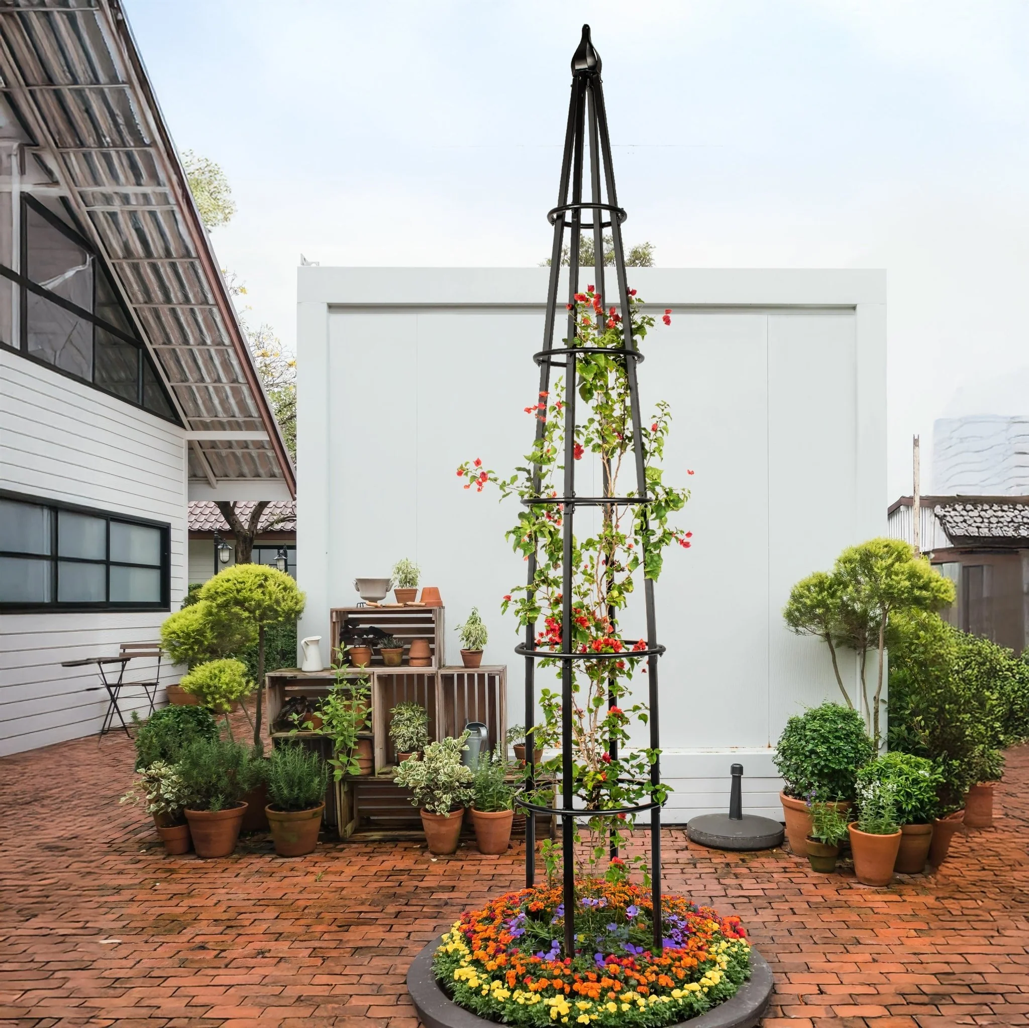 H Potter Bristol Estate Trellis - 10-Foot Black Garden Obelisk Trellis - Freestanding - Image 5