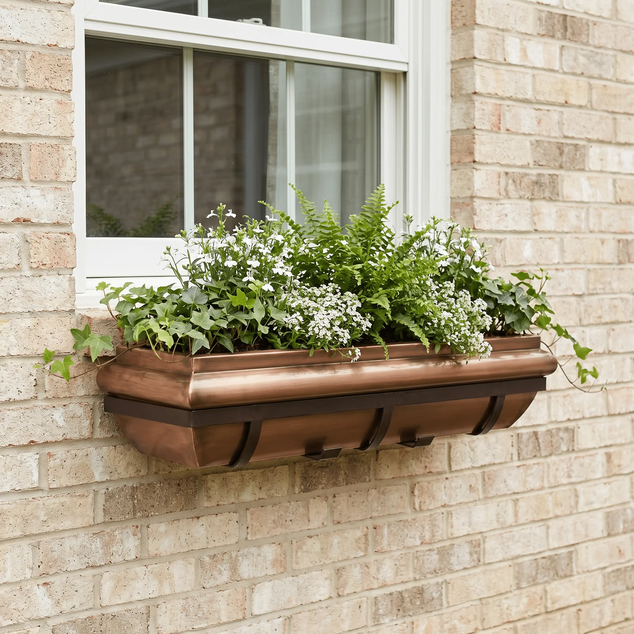 30-Inch Antique Copper Window Box with Metal Frame - Image 3