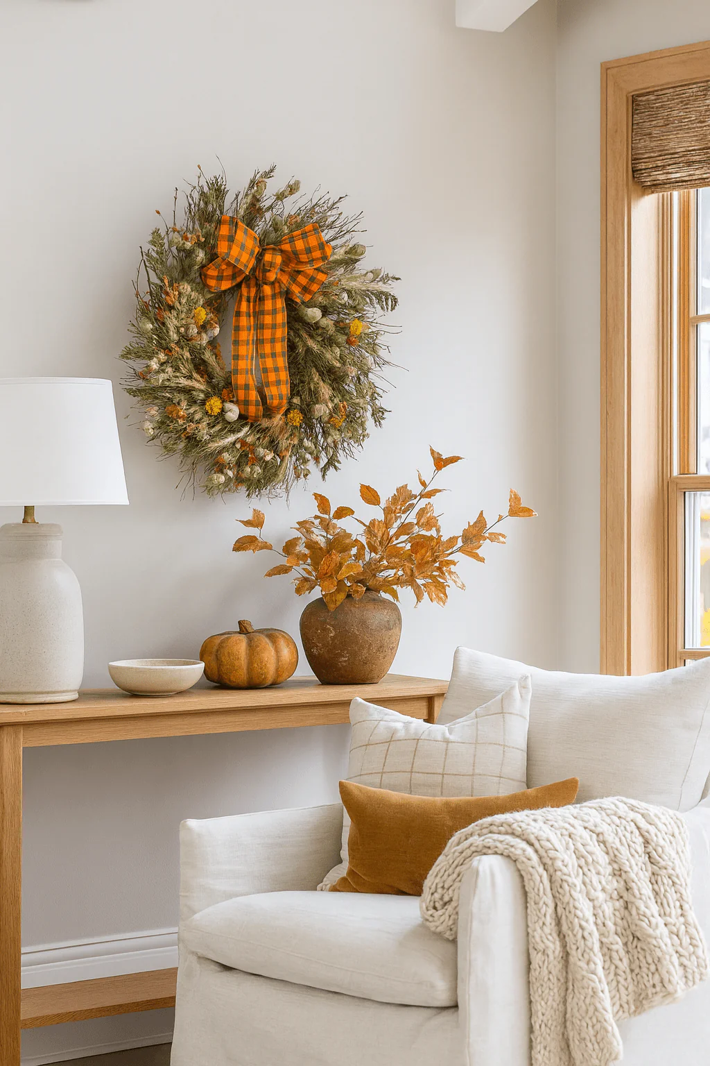H Potter - Dried Autumn Bramble Wreath With Bow - Image 3