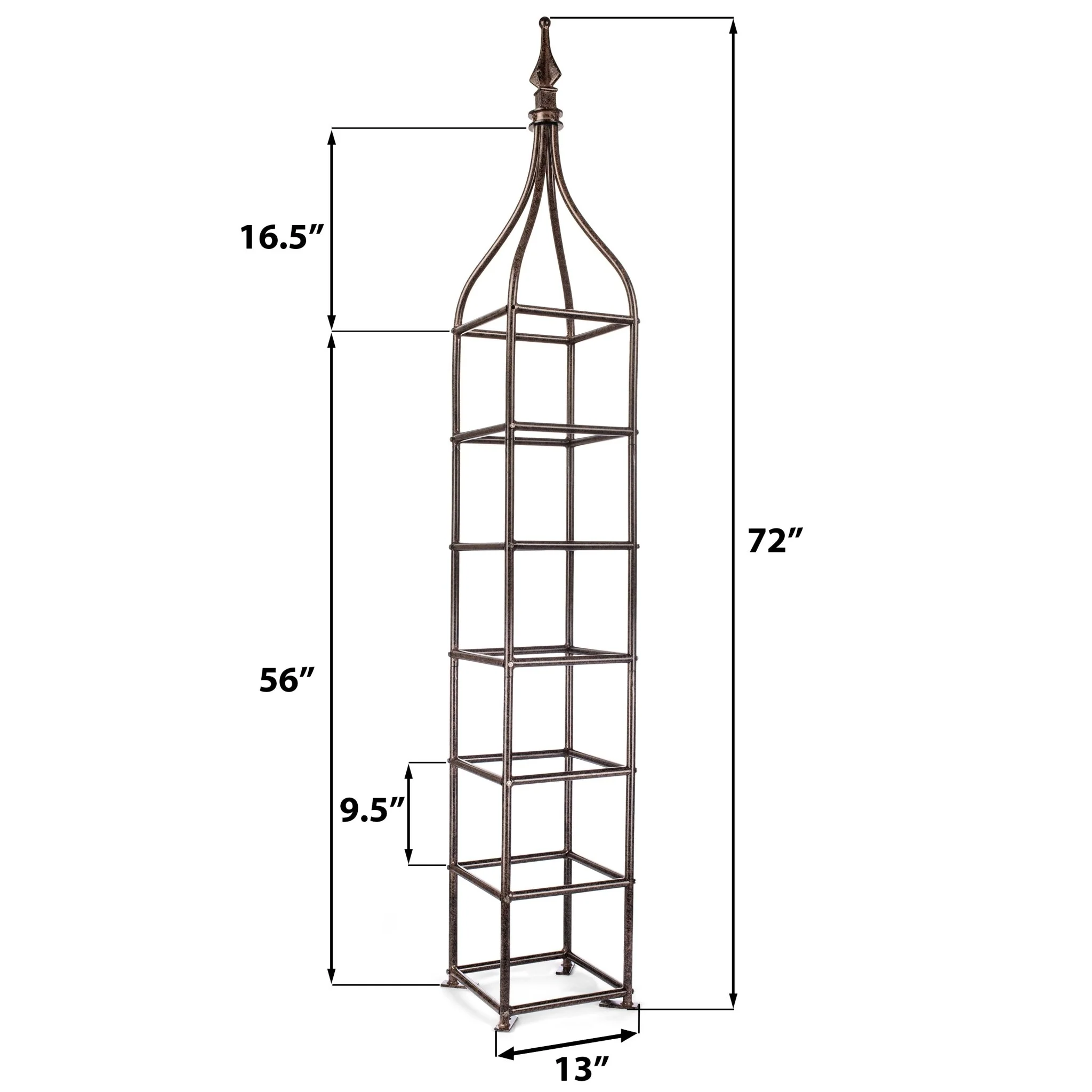 H Potter Beaumont Garden Obelisk Trellis - 6 Ft Tall Freestanding Metal Landscape Structure - Image 2
