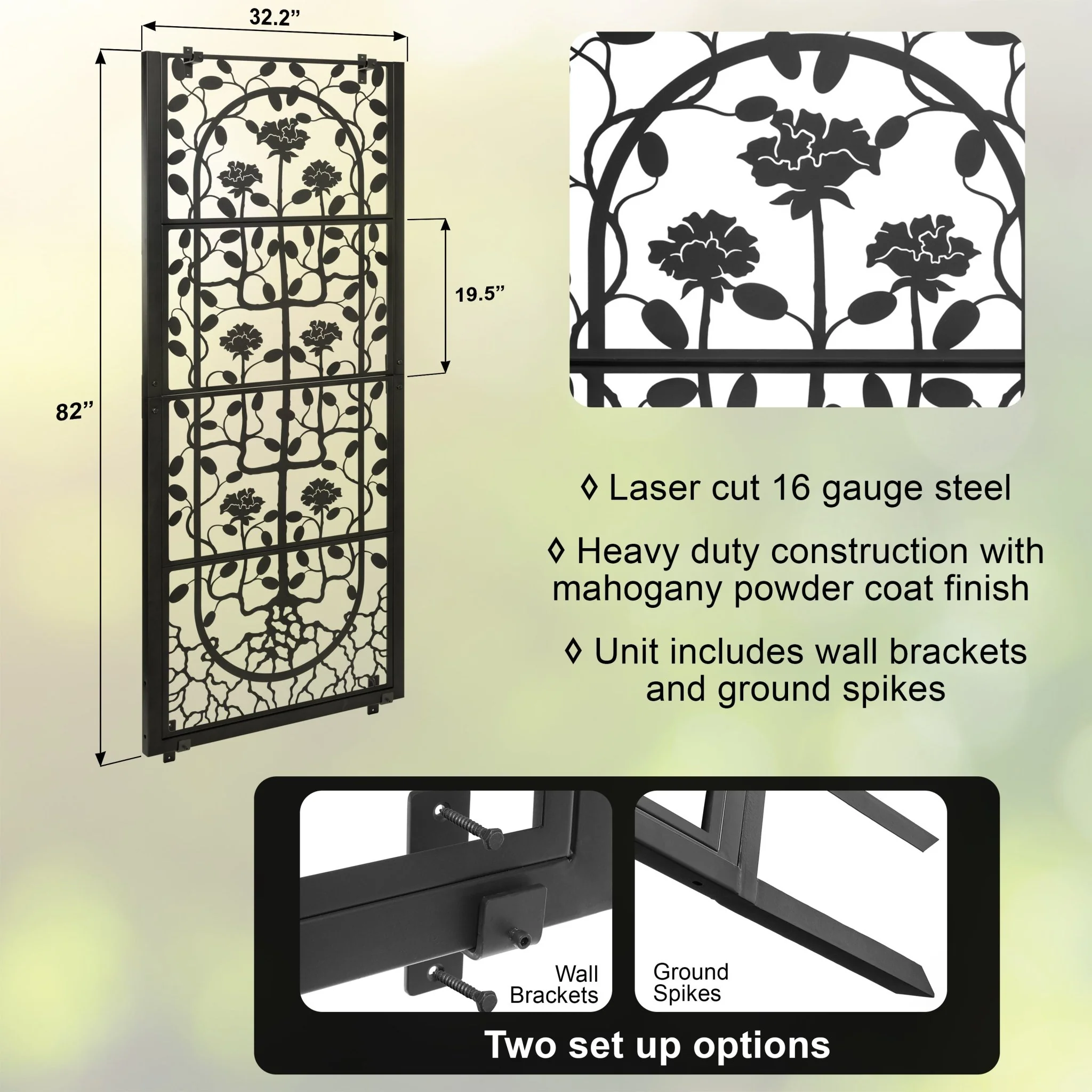 H Potter Dorset Garden Trellis - Black Finish - Freestanding - Image 7