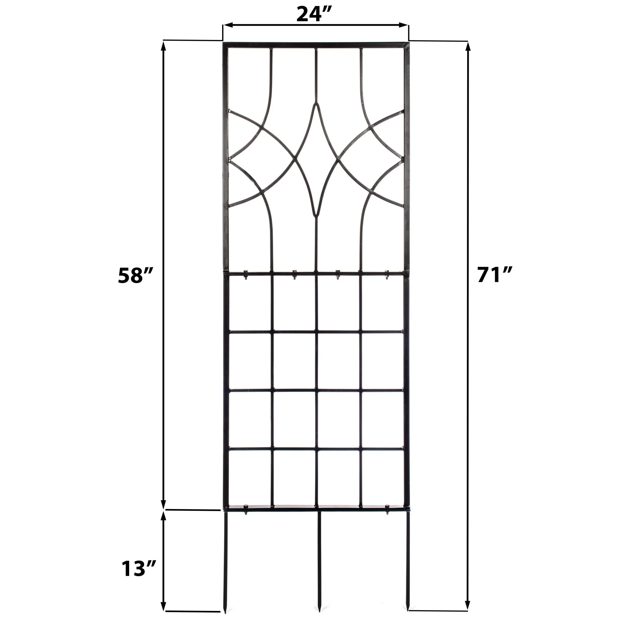 H Potter Geometric Iron Garden Small Trellis – Set of 2 - 58" Tall - Black Powder-Coated Finish - Image 4