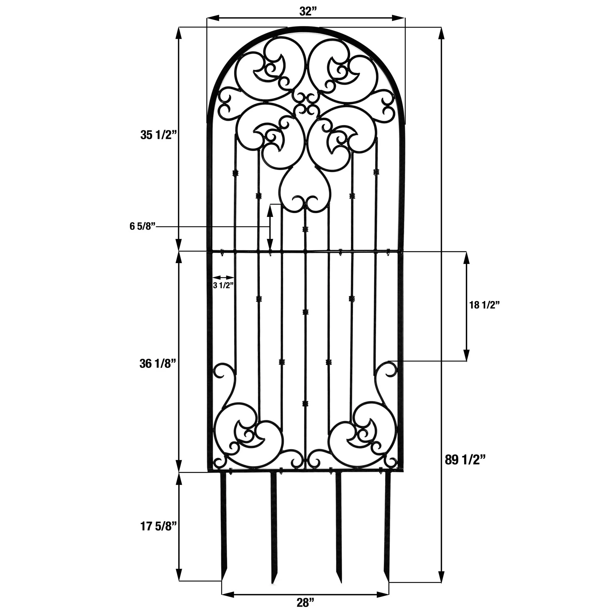 H Potter Legacy Freestanding Trellis – 6 Ft Tall Iron Garden Screen - Black Finish - Image 2