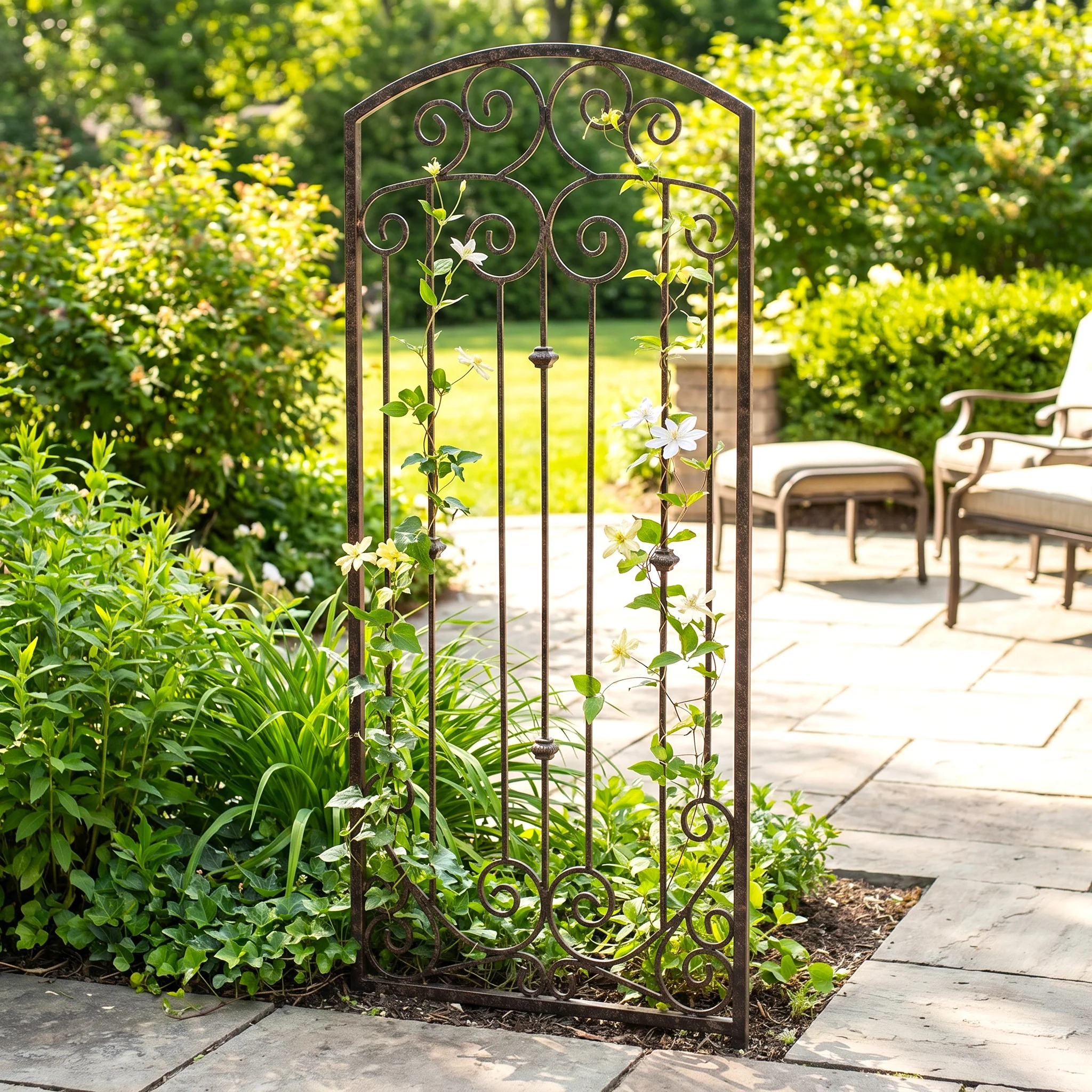 H Potter Lenox Estate Garden Trellis – 6 ft Tall Black Freestanding Iron Garden Screen - Image 11