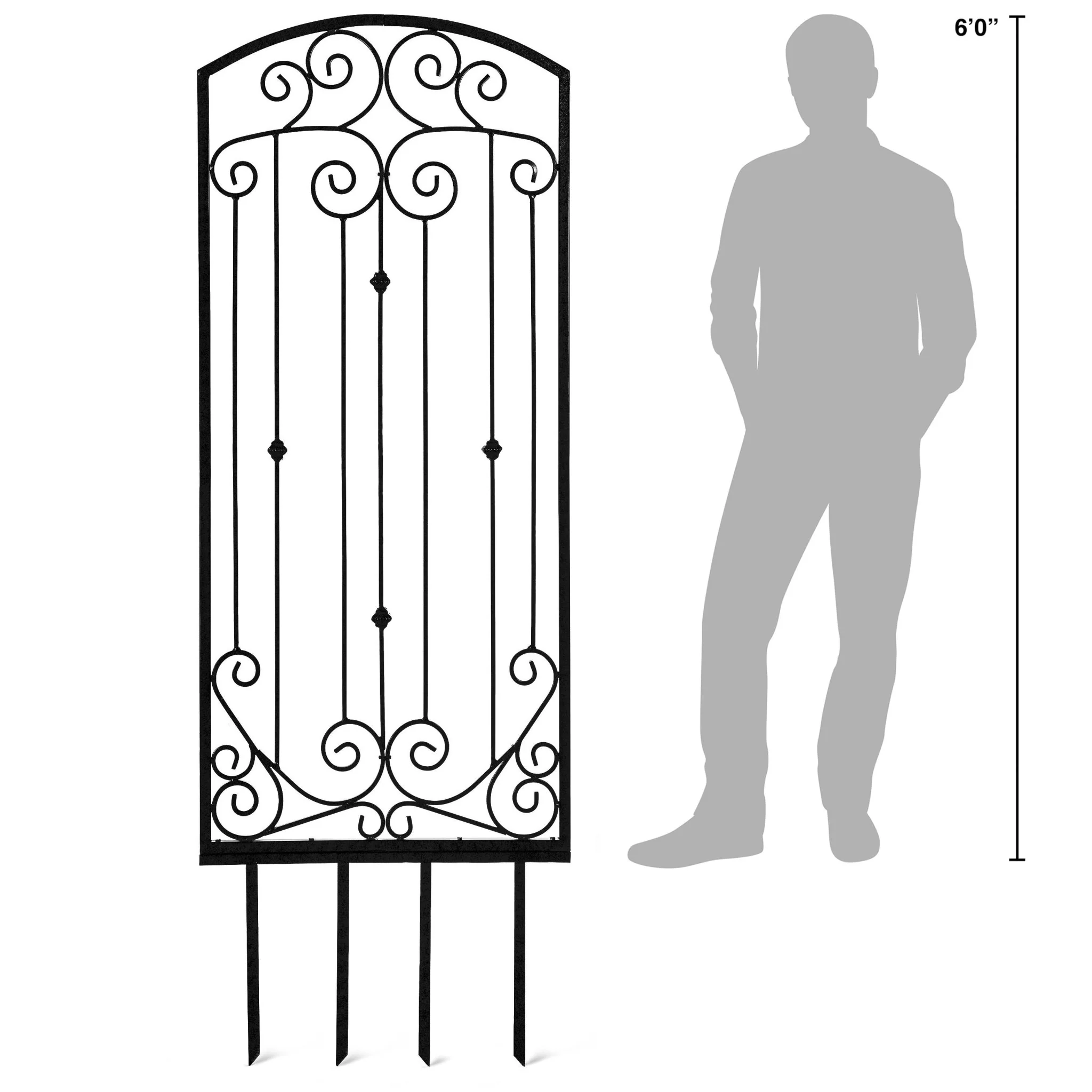 H Potter Lenox Estate Garden Trellis – 6 ft Tall Black Freestanding Iron Garden Screen - Image 2