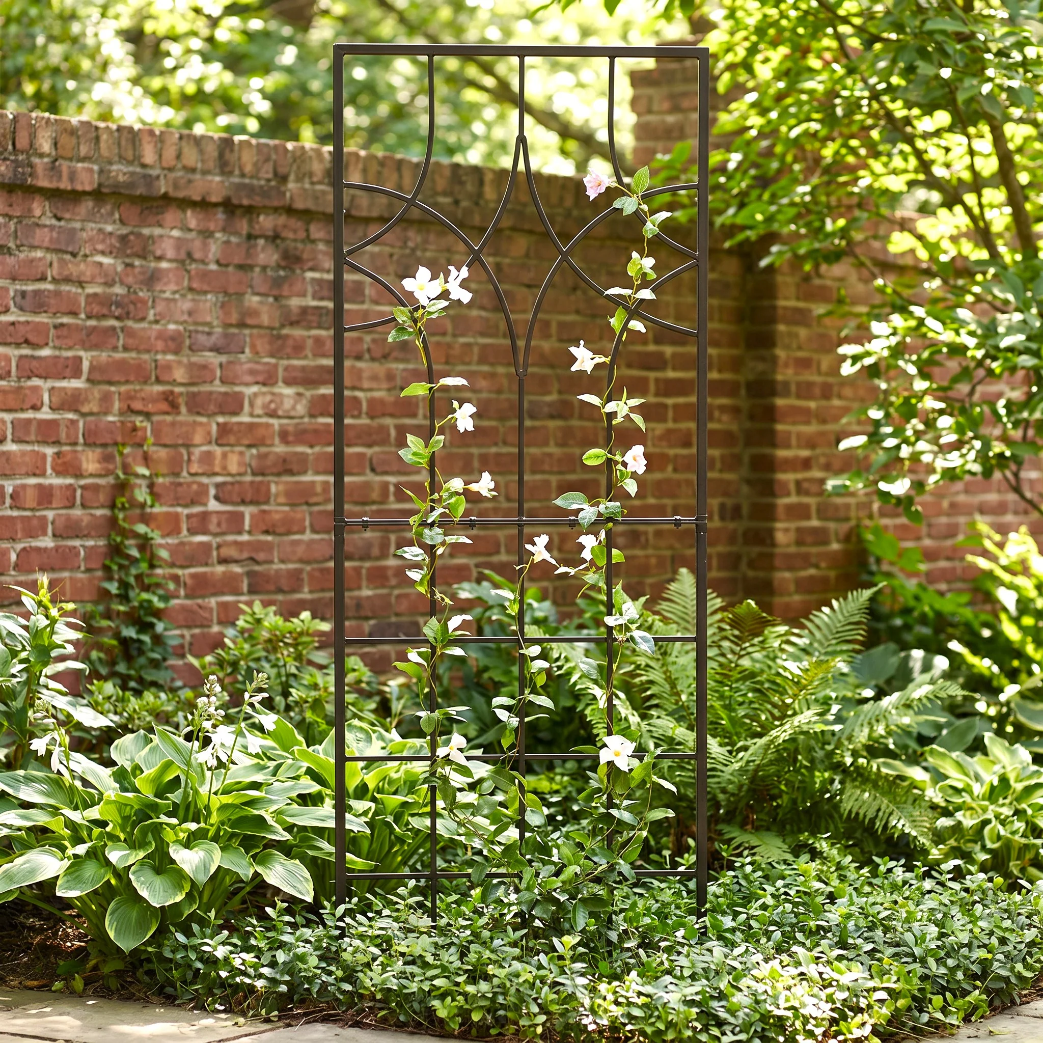 H Potter Geometric Garden Trellis - Black Freestanding Screen - 69.5" Tall