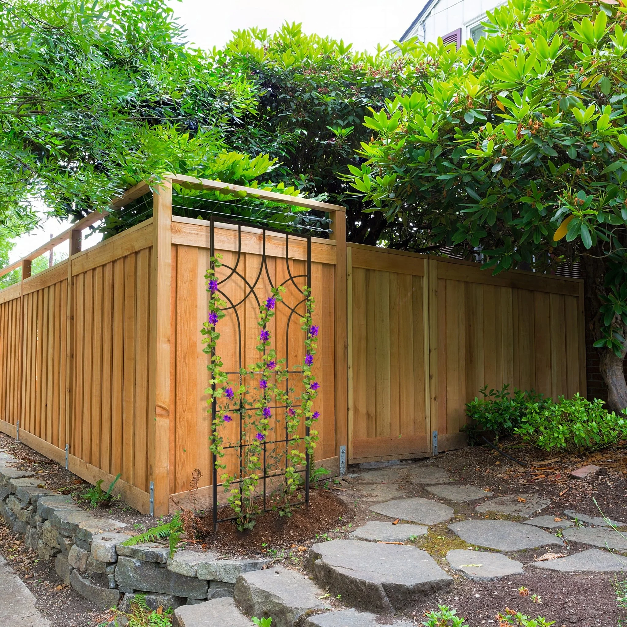 H Potter Geometric Garden Trellis - Black Freestanding Screen - 69.5" Tall - Image 9