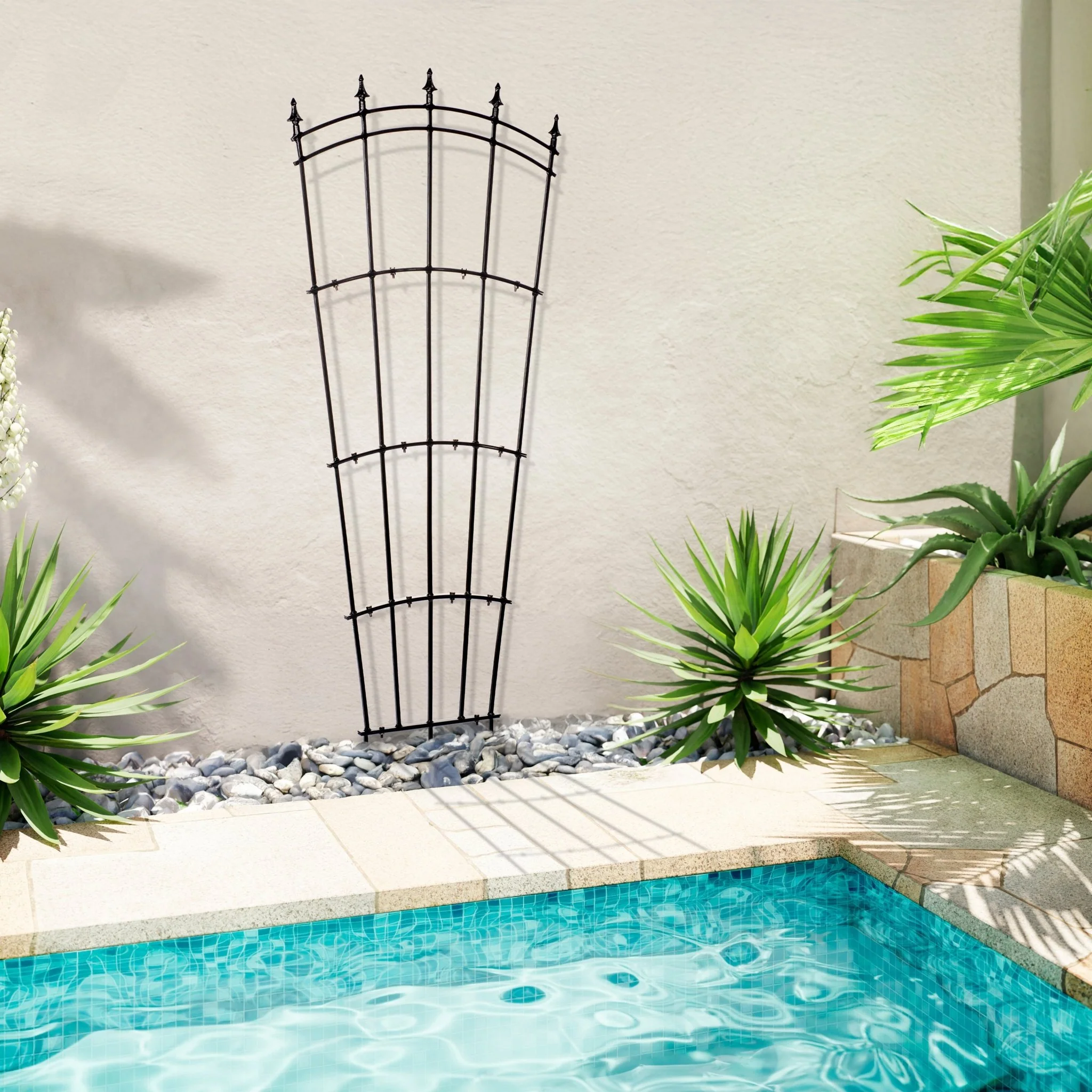 H Potter Fan Trellis - Metal Freestanding Garden Trellis - Black Finished Iron - Image 5