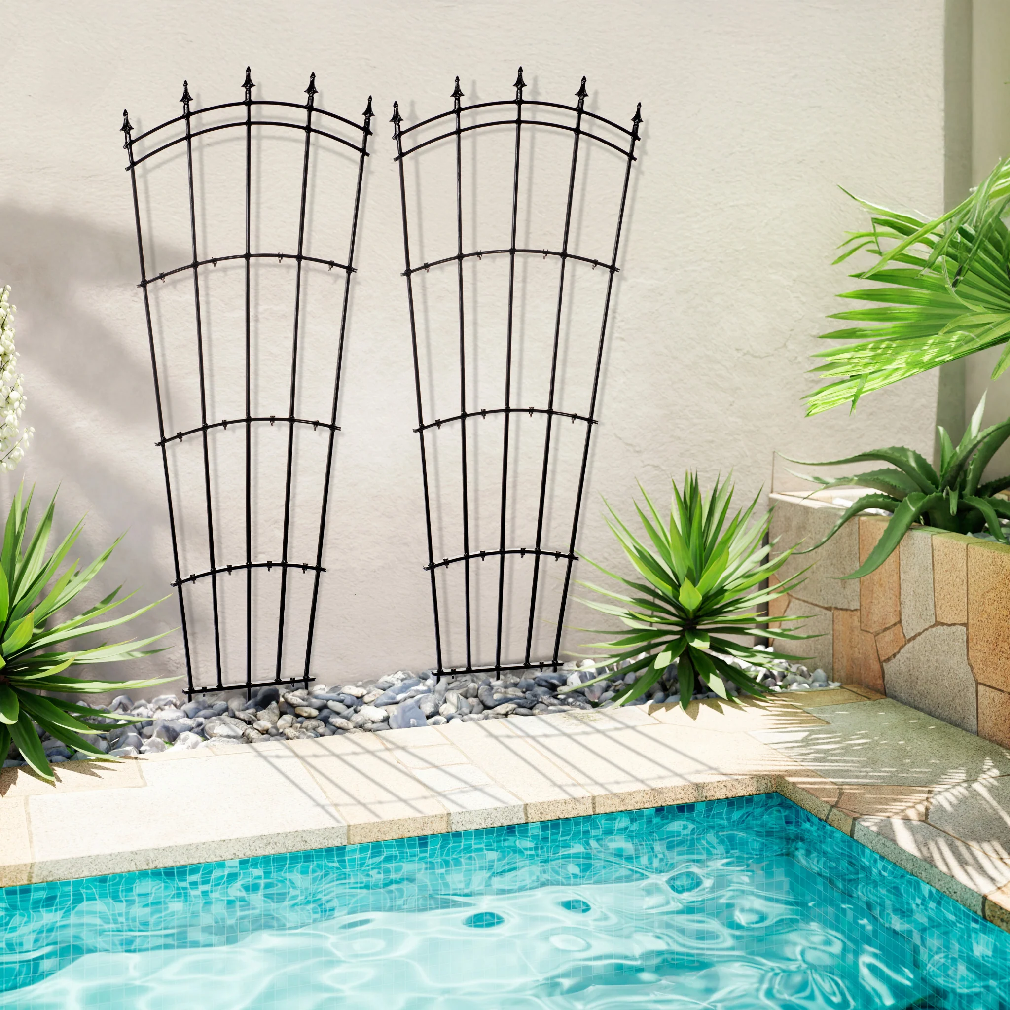 H Potter Fan Trellis Set of 2 - Freestanding Metal - Black Finish - Image 5