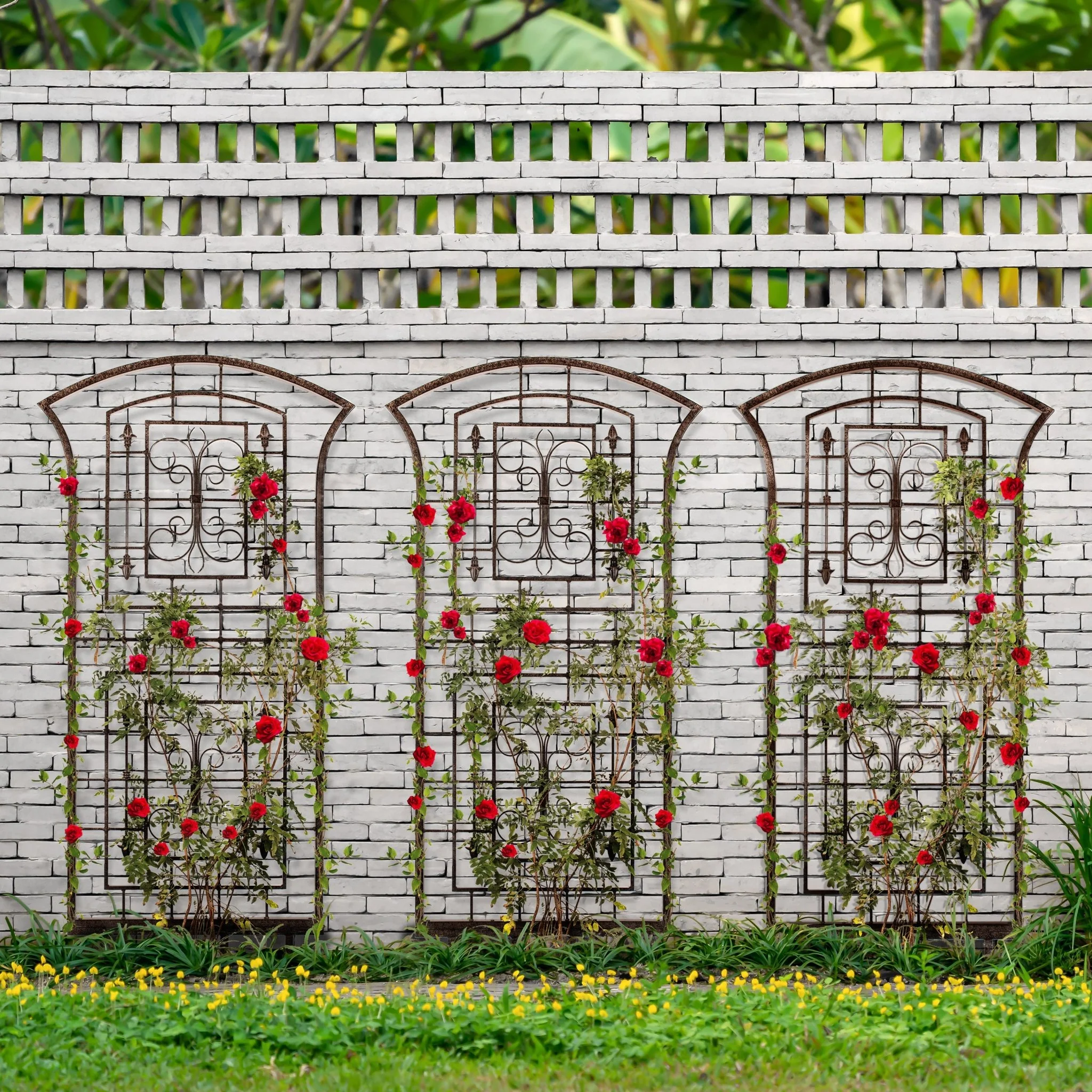 H Potter Kingsley Metal Garden Trellis - Freestanding - Charcoal Brown - Image 9