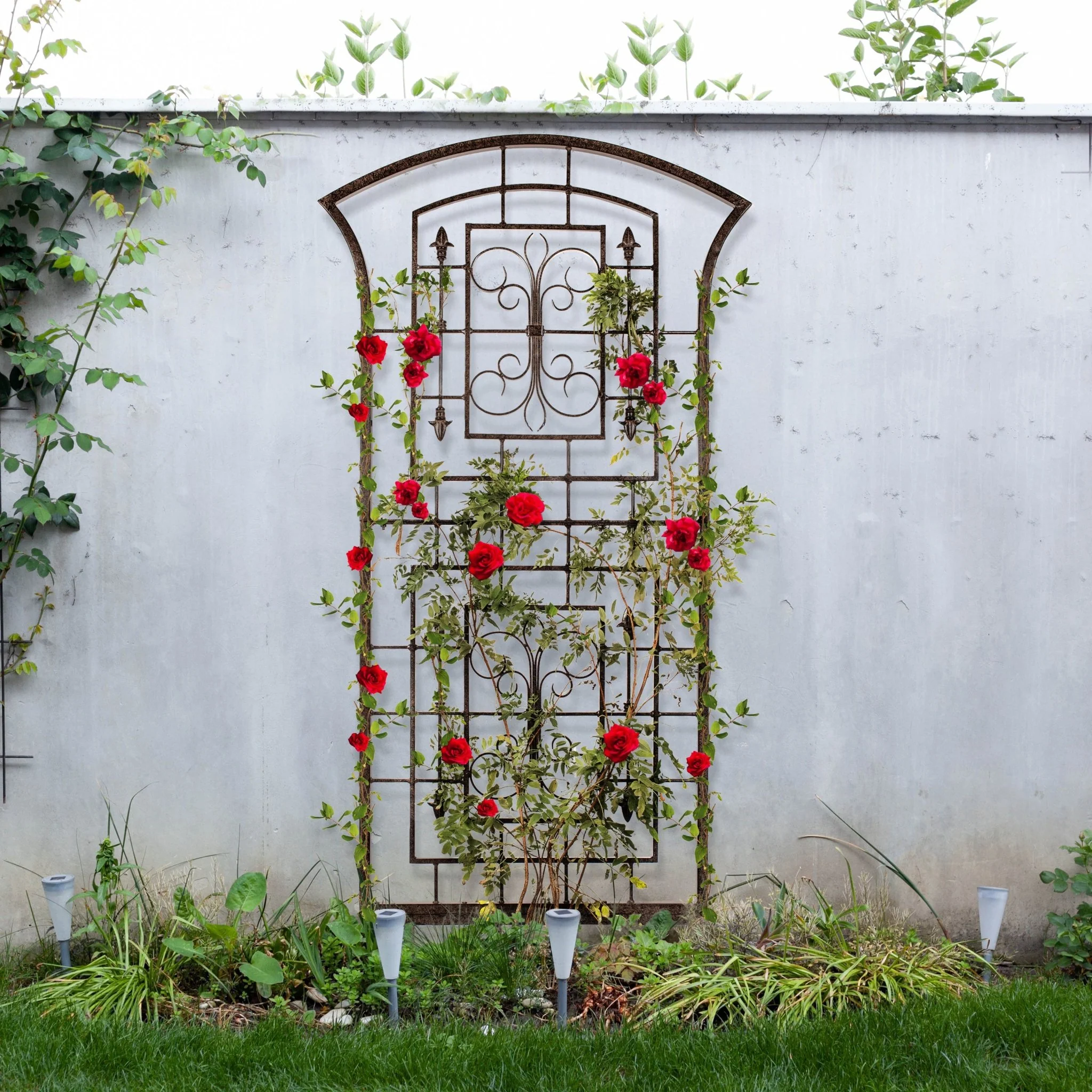 H Potter Kingsley Metal Garden Trellis - Freestanding - Charcoal Brown - Image 2