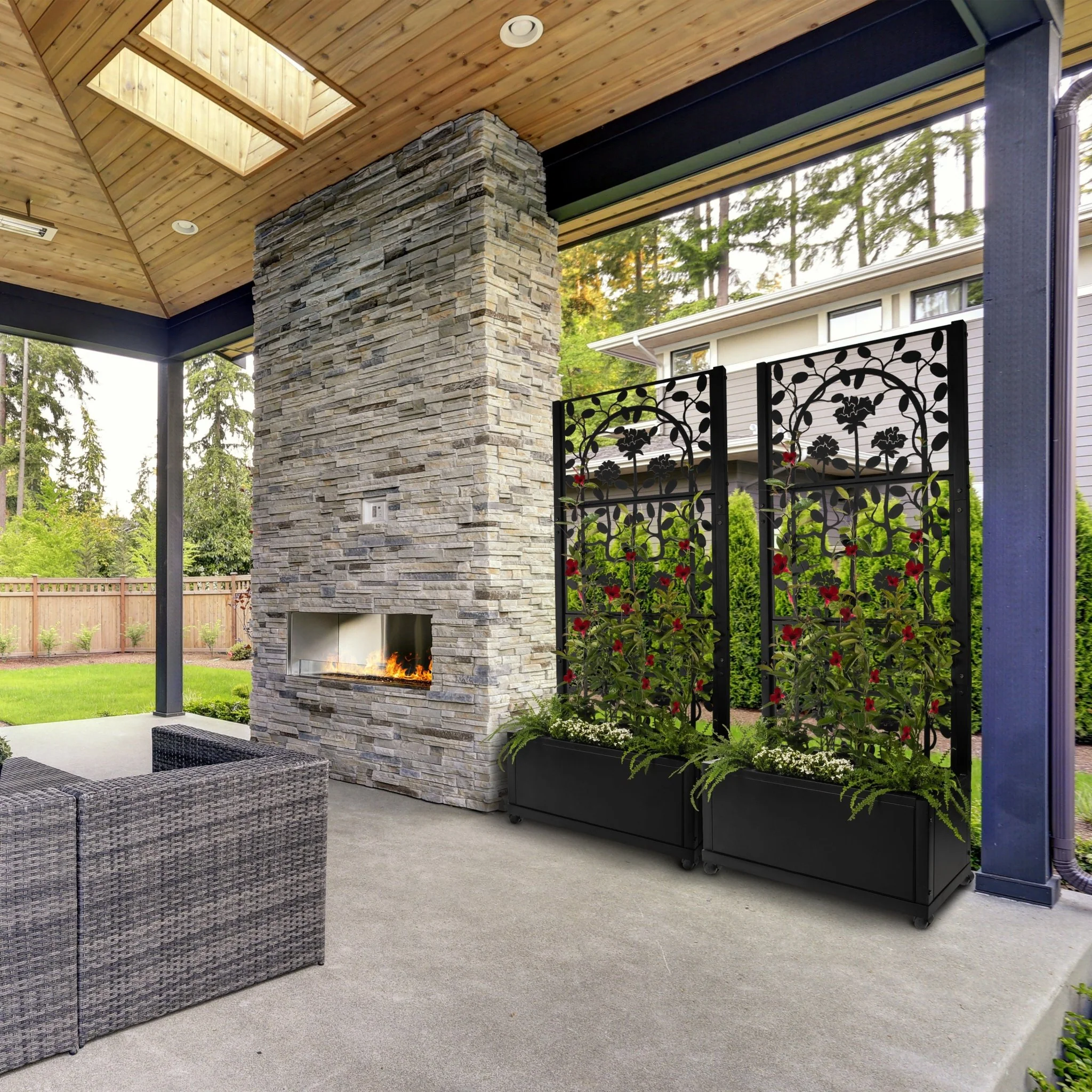 H Potter Camden Trellis Planter - Black Finish - Patio Deck Balcony - Image 10