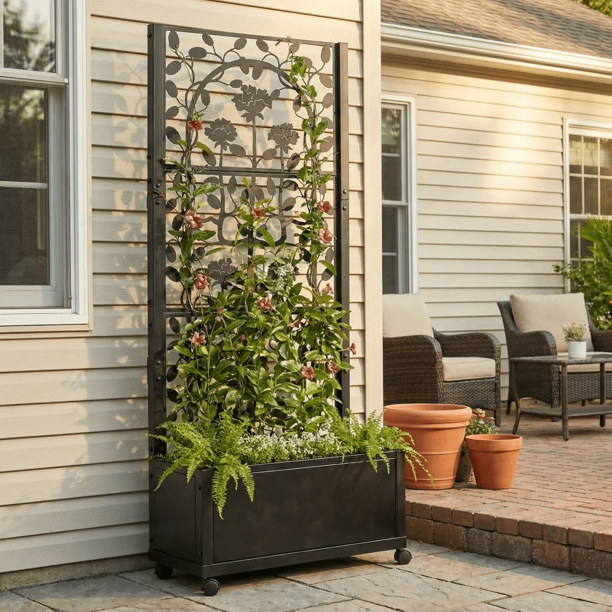H Potter Camden Trellis Planter - Black Finish - Patio Deck Balcony - Image 11