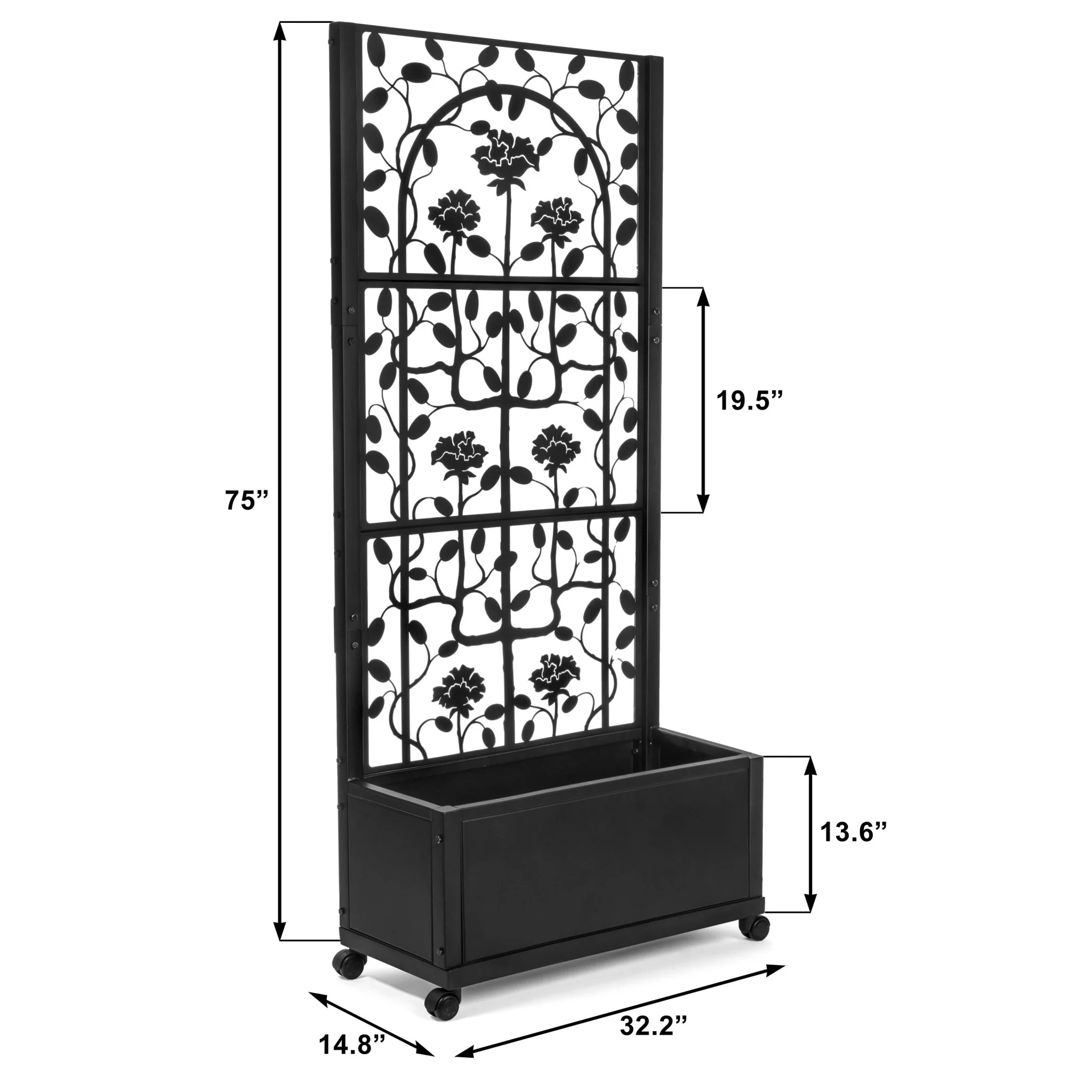H Potter Camden Trellis Planter - Black Finish - Patio Deck Balcony - Image 3