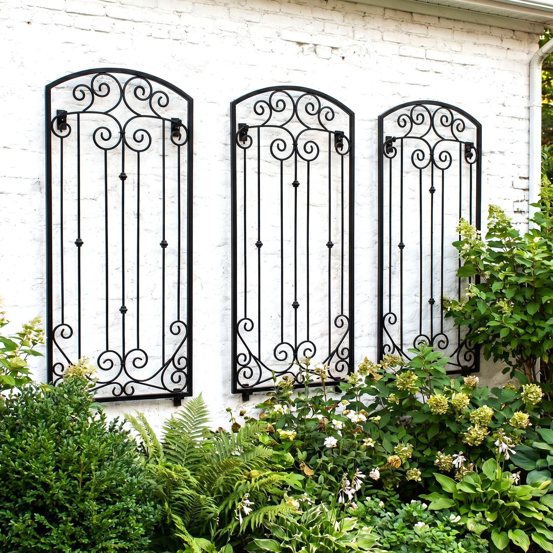 H Potter Lenox Estate Wall Trellis - Set of 3 – 6 Ft Tall Iron Garden Screens - Black