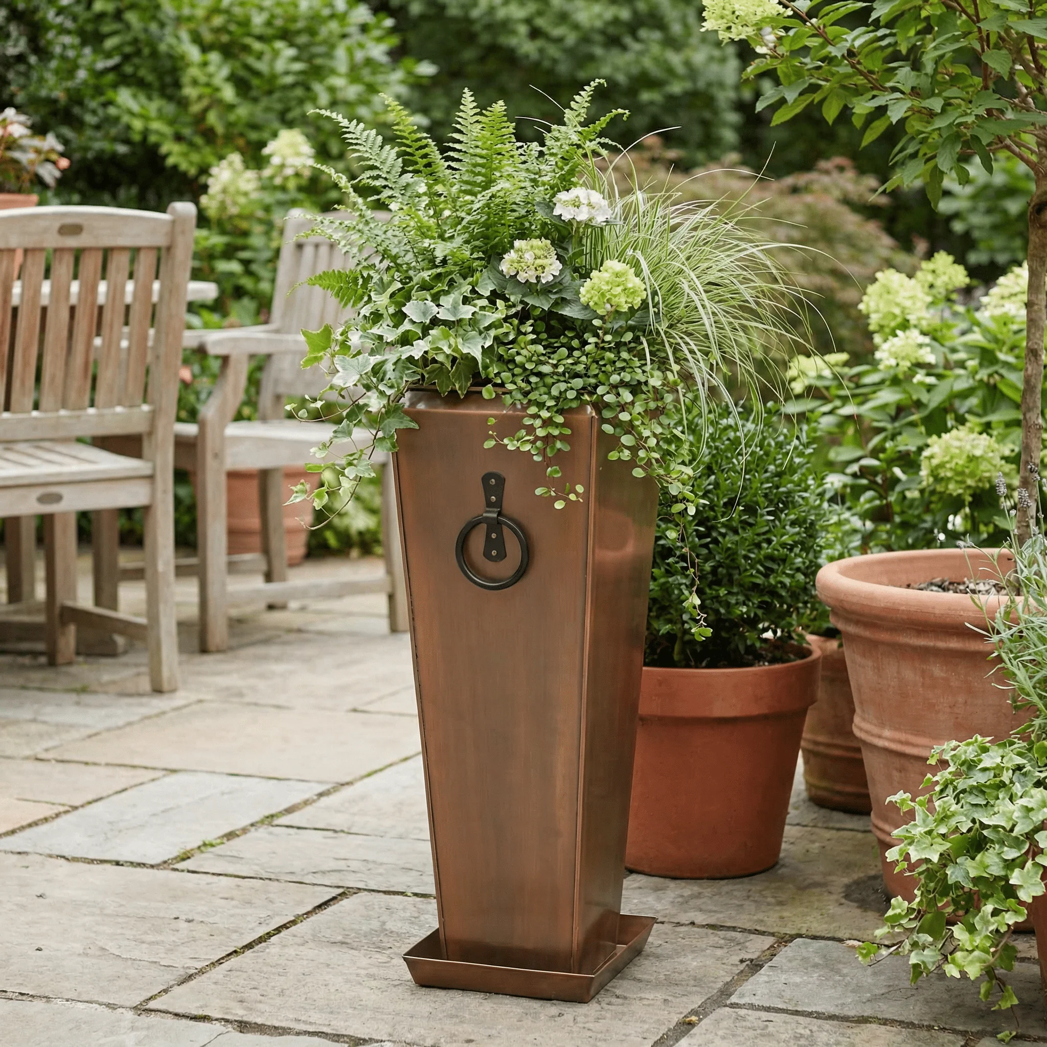 H Potter Santa Fe 29" Tall Planter | Small Antique Copper - Image 7