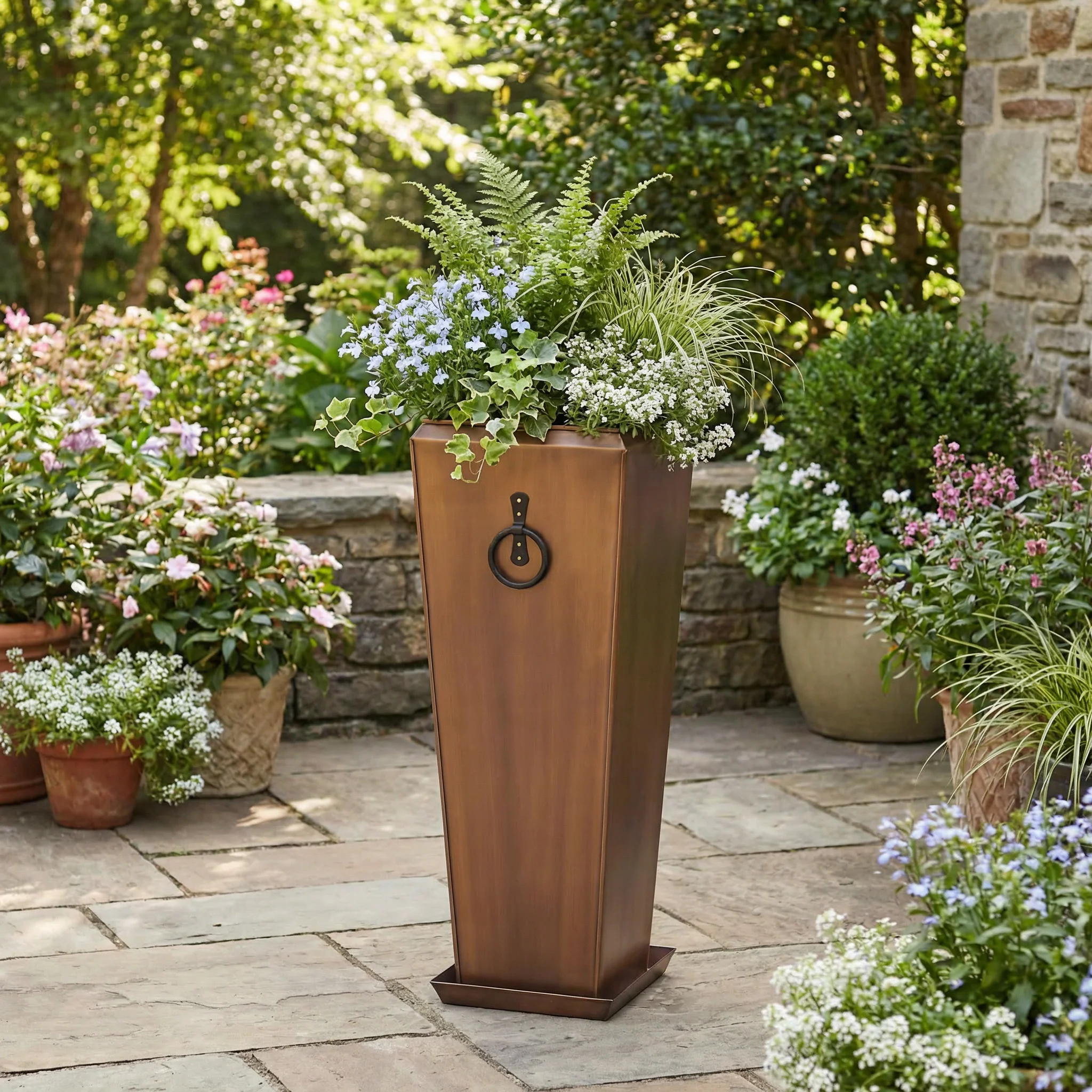 H Potter Santa Fe 35" Tall Planter | Large Antique Copper - Image 8