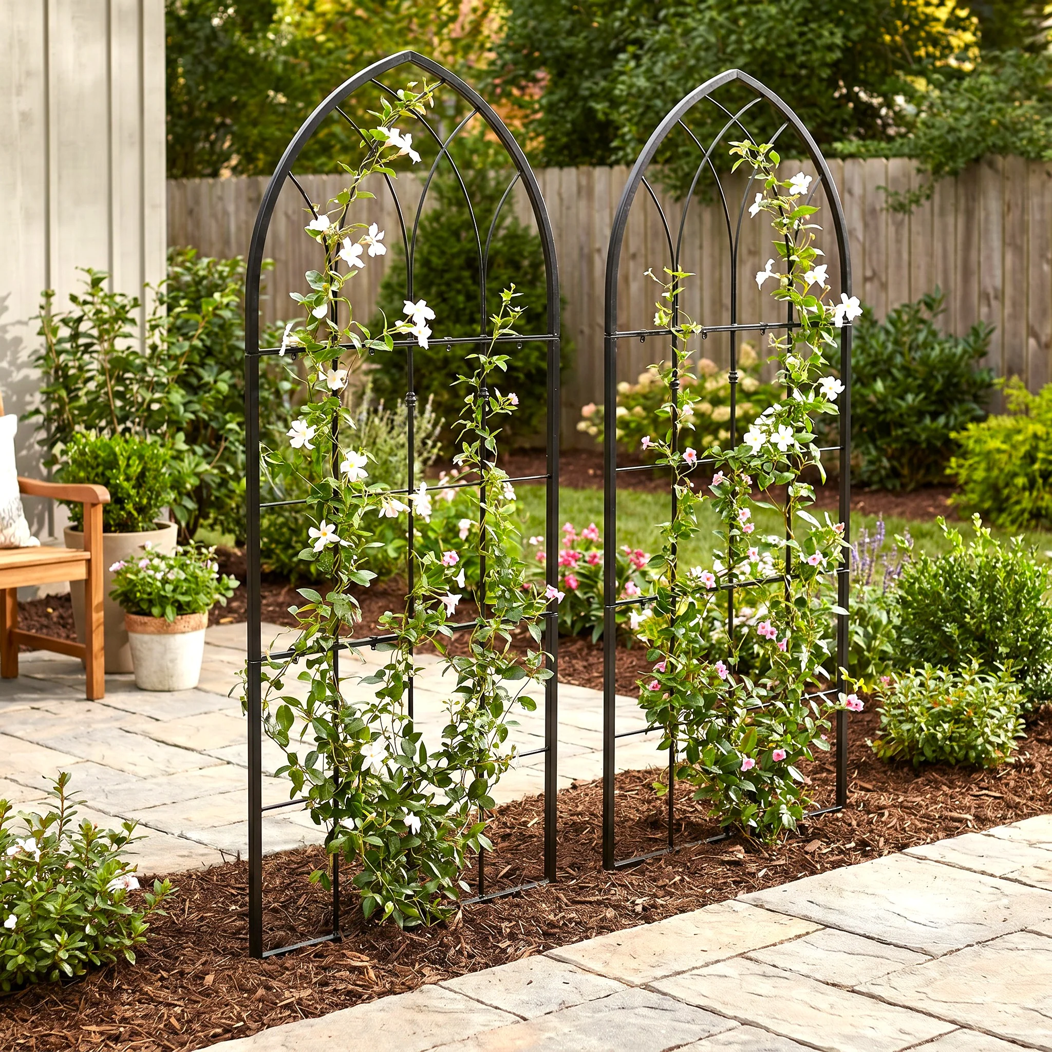 H Potter Trellis Set of 2 – Large Gothic Black Garden Trellises - 73" Tall