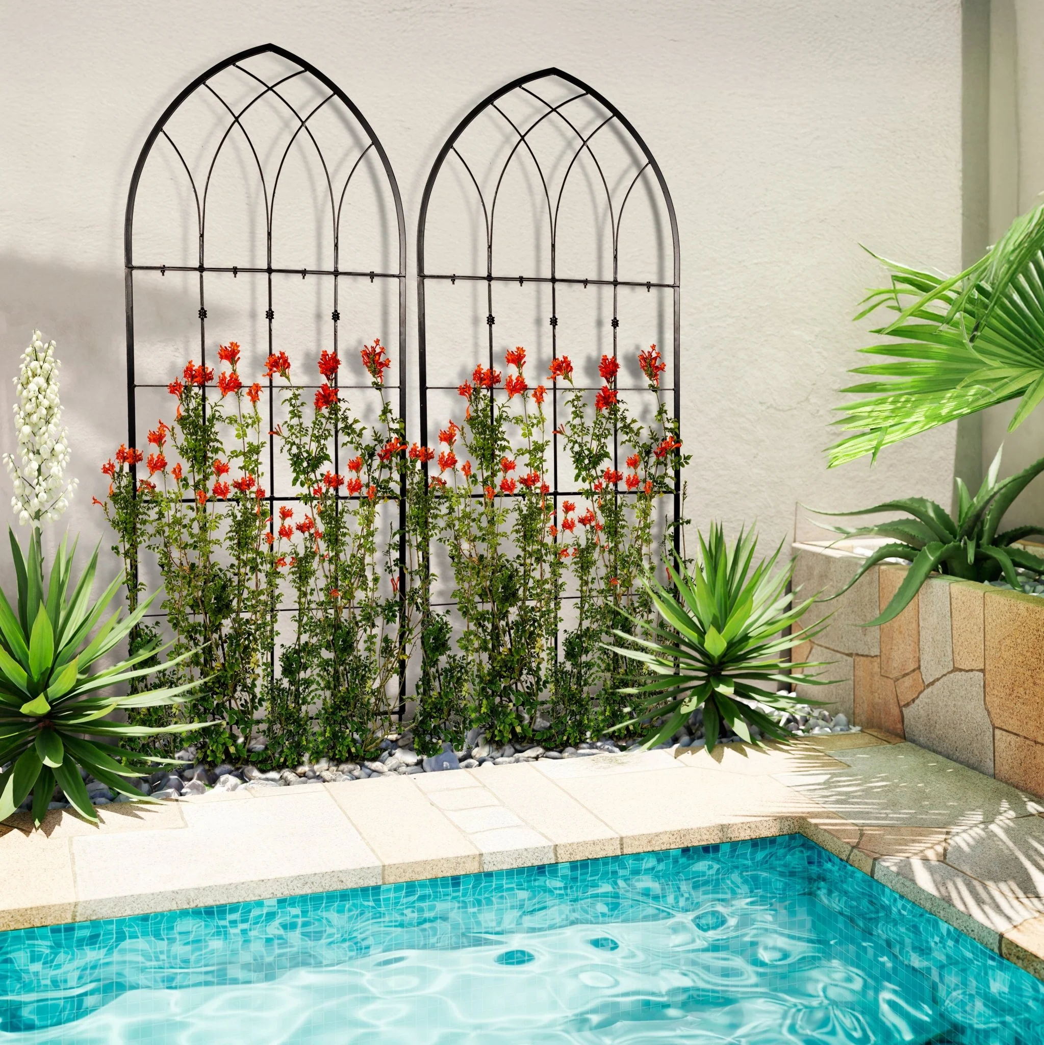 H Potter Trellis Set of 2 – Large Gothic Black Garden Trellises - 73" Tall - Image 2