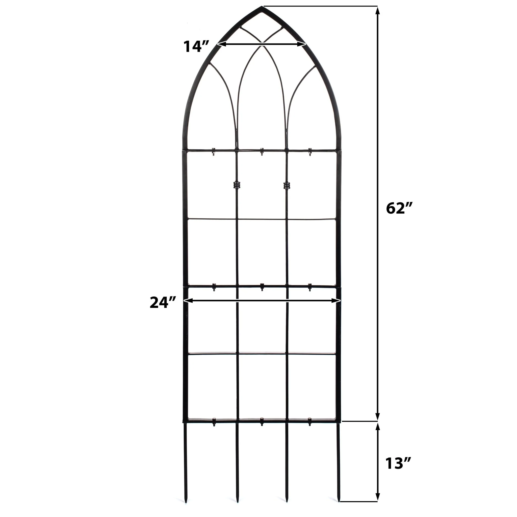 H Potter Gothic Garden Trellis Set of 3 – Black Finish - 1 Large 73" Tall & 2 Small 62" Tall - Image 9