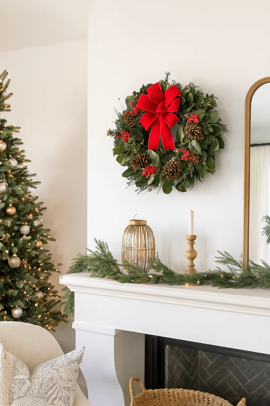 H Potter - Dried Velvet Evergreen Wreath - Image 4