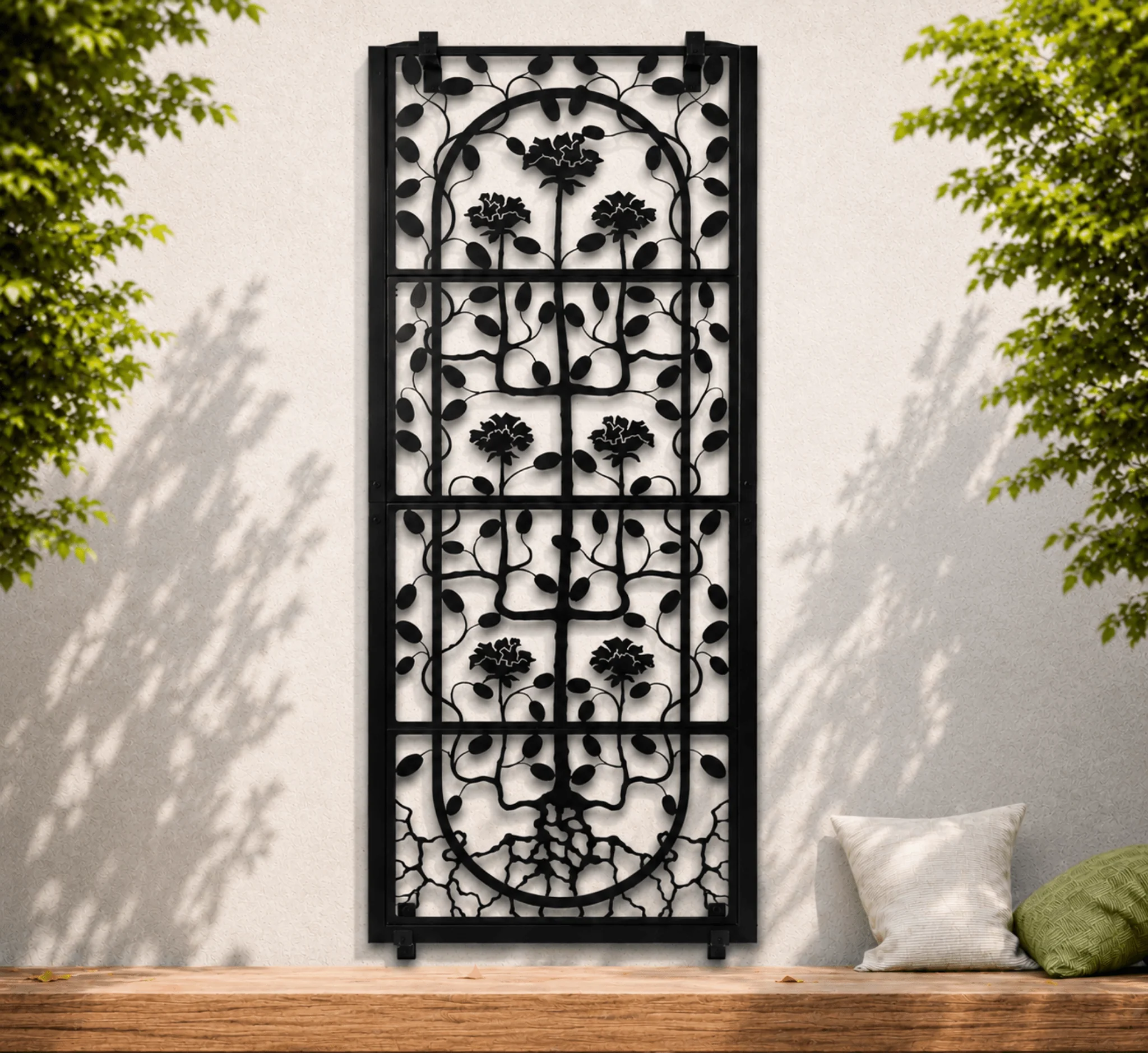 H Potter Dorset Garden Wall Trellis - Black Finish