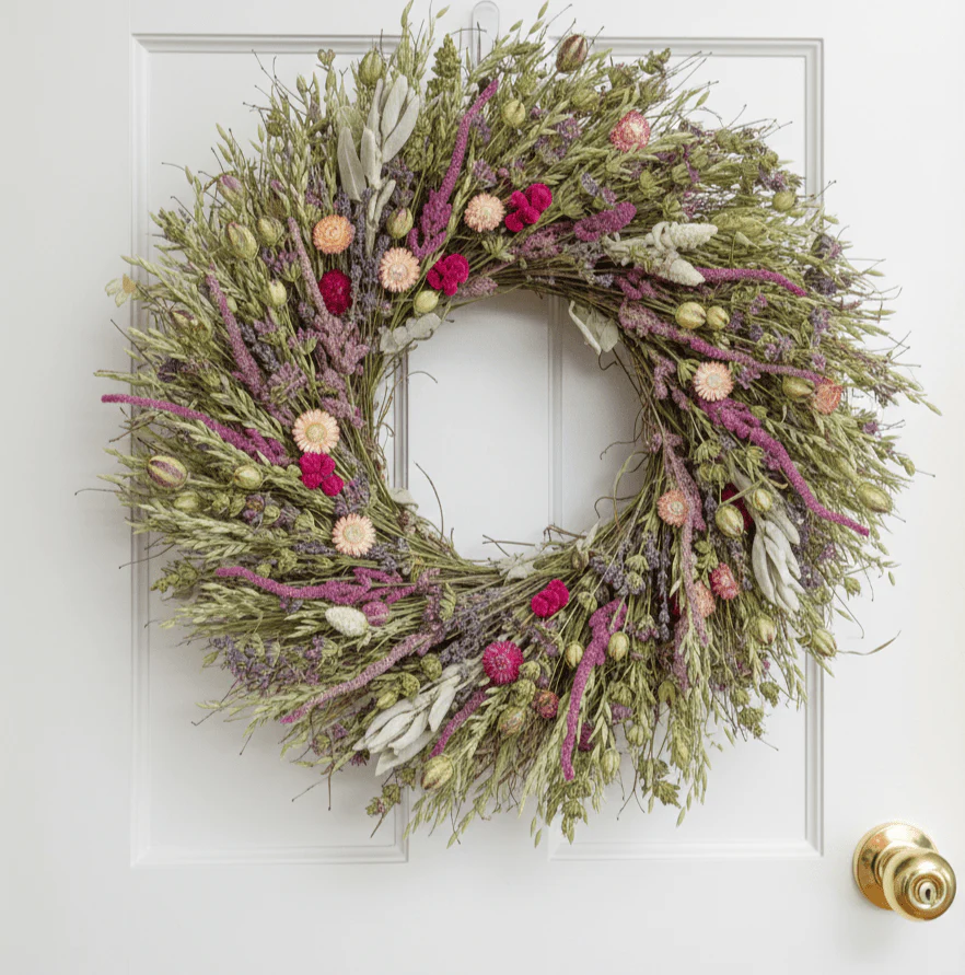 H Potter Meadowheart Dried Wreath – Spring Botanical Wreath - Image 3