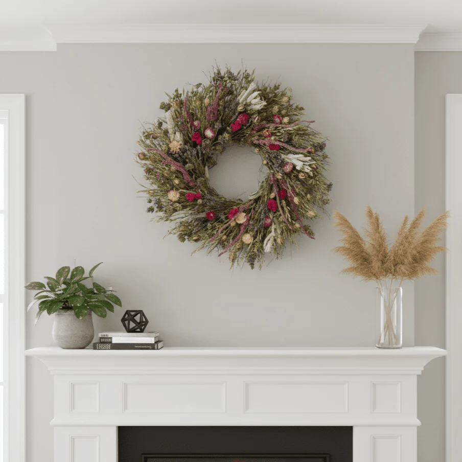 H Potter Meadowheart Dried Wreath – Spring Botanical Wreath - Image 4