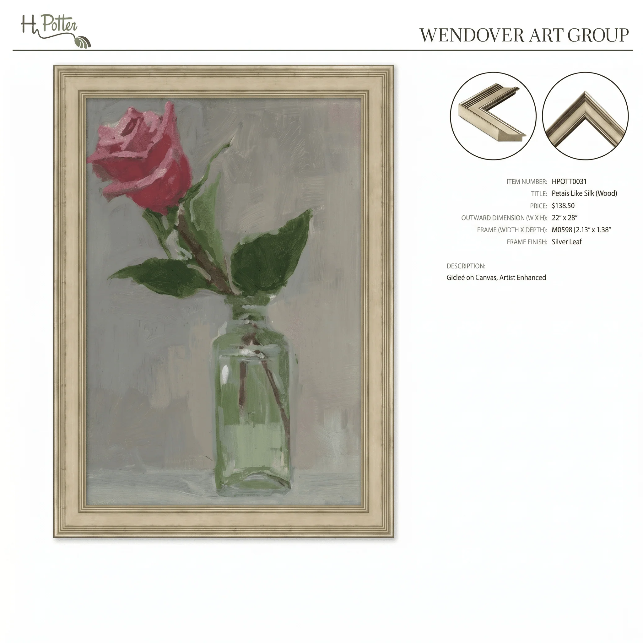 H Potter Petals Like Silk Canvas Wall Art - Image 3