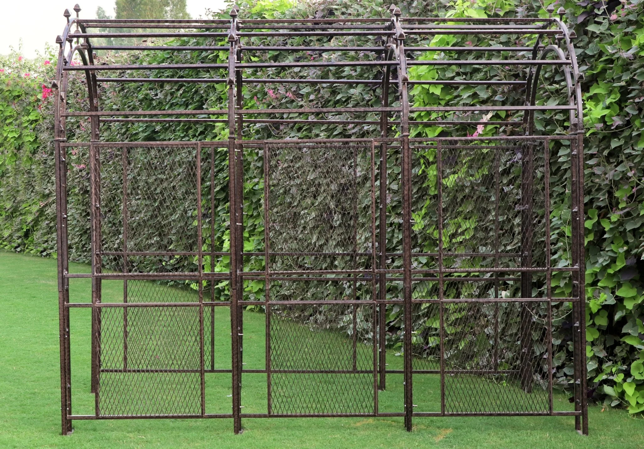 H Potter Stratford Large Garden Arbor Trellis Arch Tunnel — Iron Garden Entryway - Charcoal Brown - Image 6