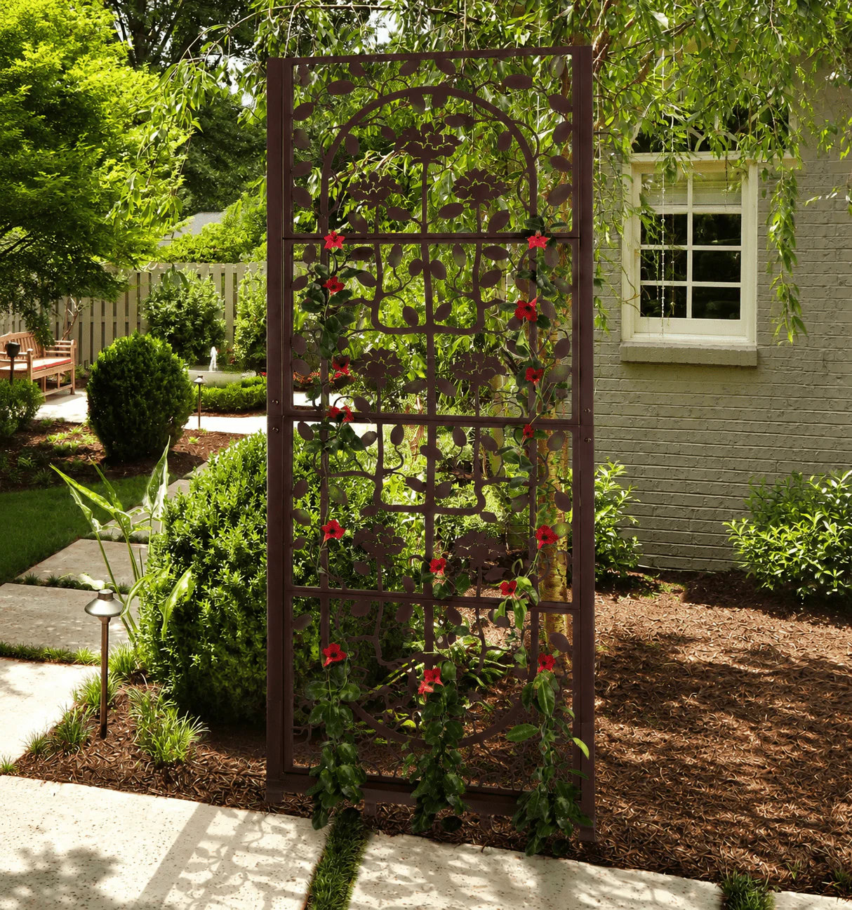 H Potter Dorset Garden Trellis - Mahogany Finish - Freestanding