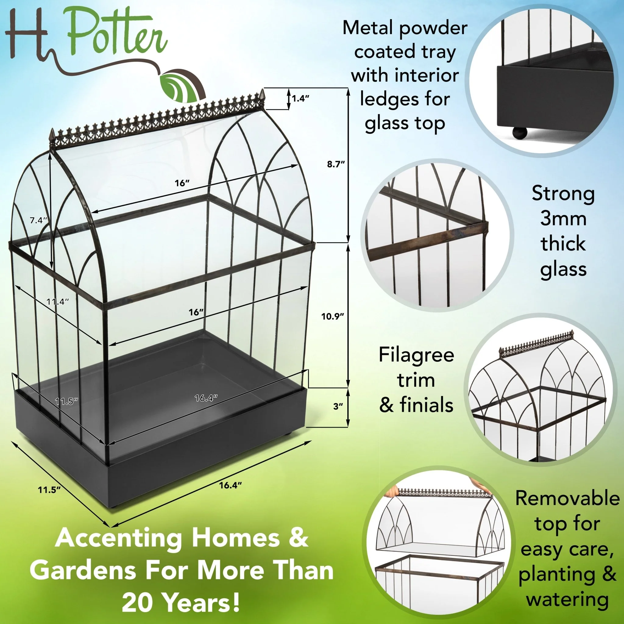 H Potter Large Terrarium Wardian Case - Glass Plant Container - Image 3