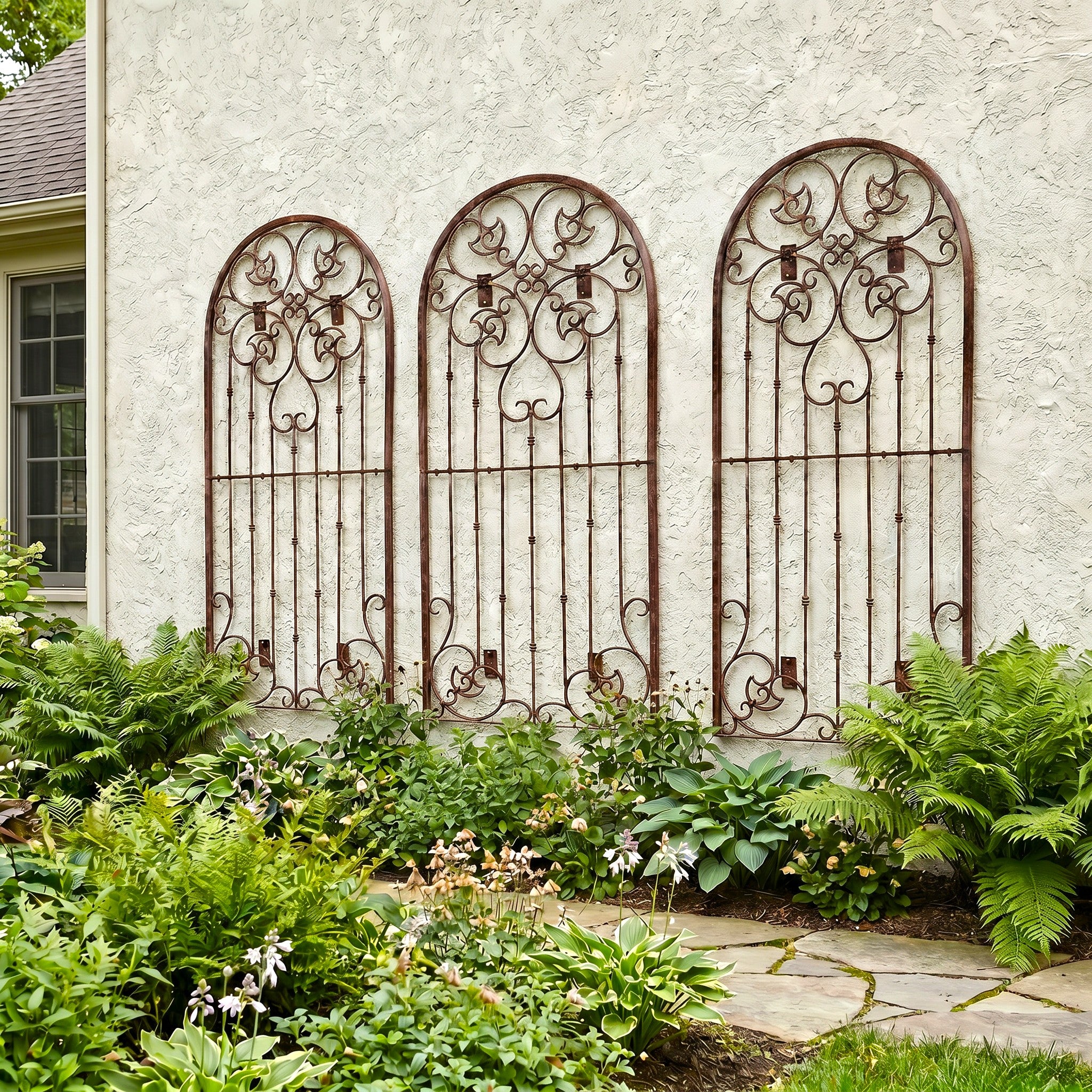 H Potter Legacy Wall Trellis - Set of 3 – 6 Ft Tall Iron Garden Screen - Charcoal Brown