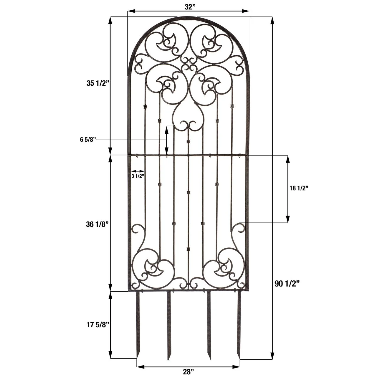 H Potter Legacy Wall Trellis - Set of 3 – 6 Ft Tall Iron Garden Screen - Charcoal Brown - Image 3