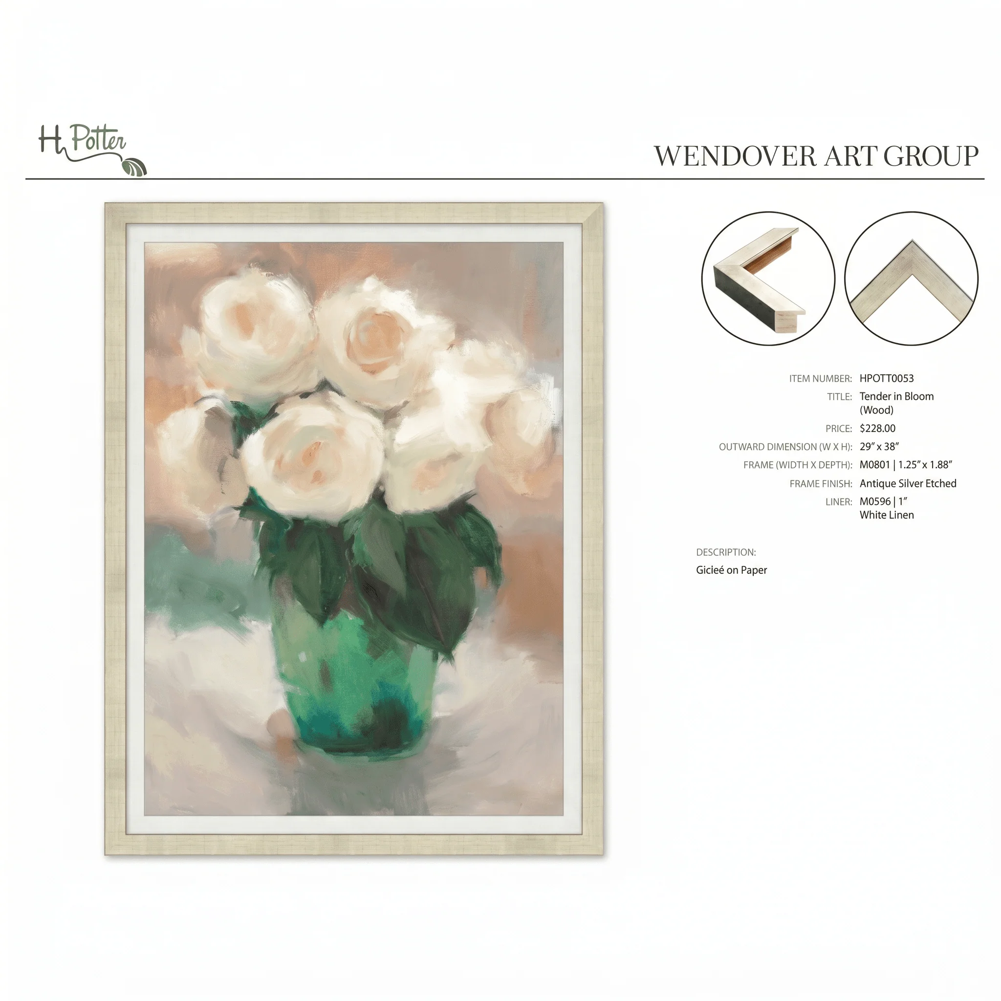 H Potter Tender in Bloom Canvas Wall Art - Image 3
