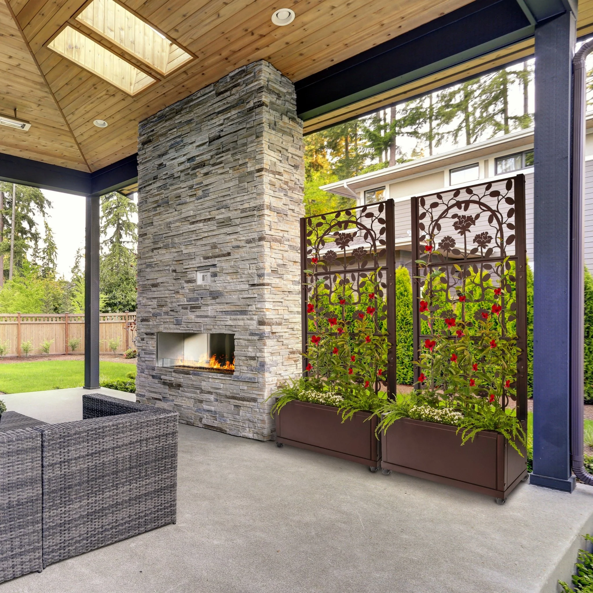 H Potter Camden Trellis Planter - Mahogany Finish - Patio Deck Balcony - Image 14