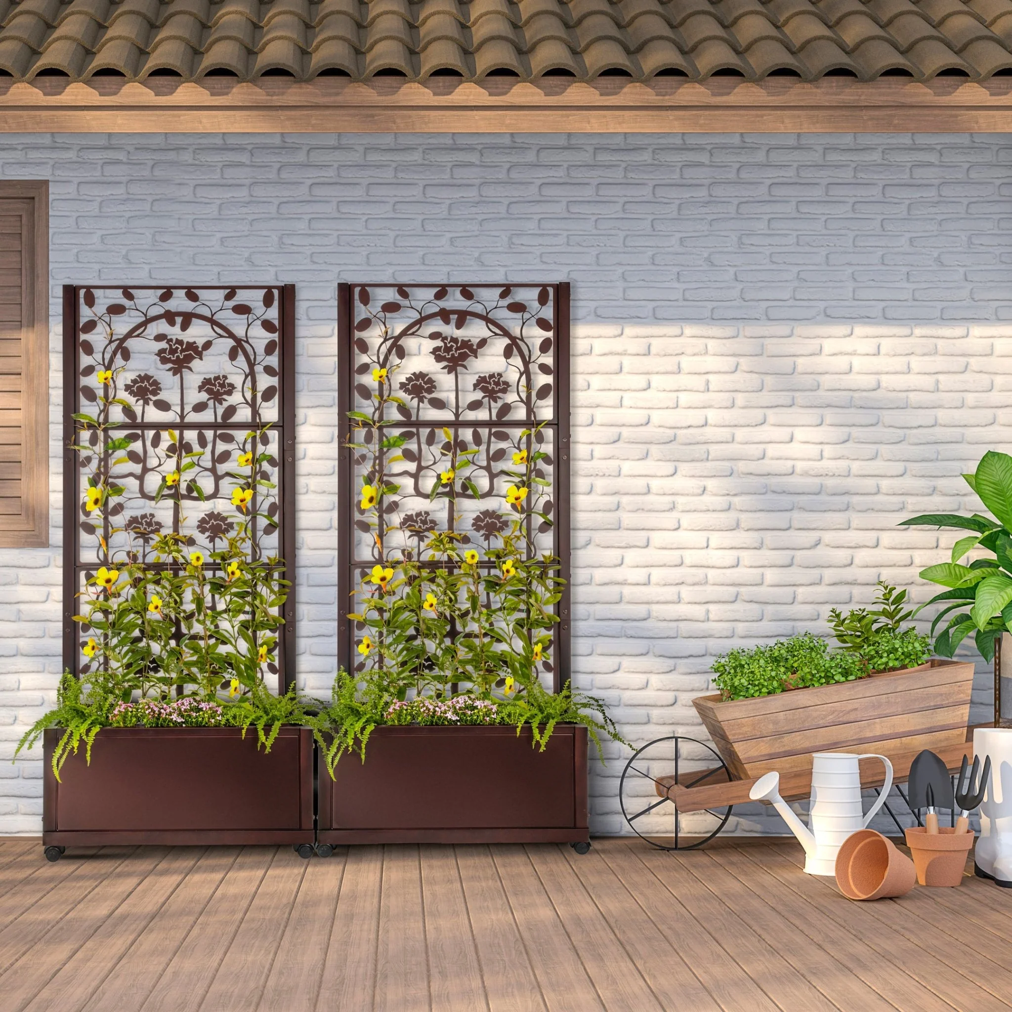 H Potter Camden Trellis Planter - Mahogany Finish - Patio Deck Balcony - Image 16