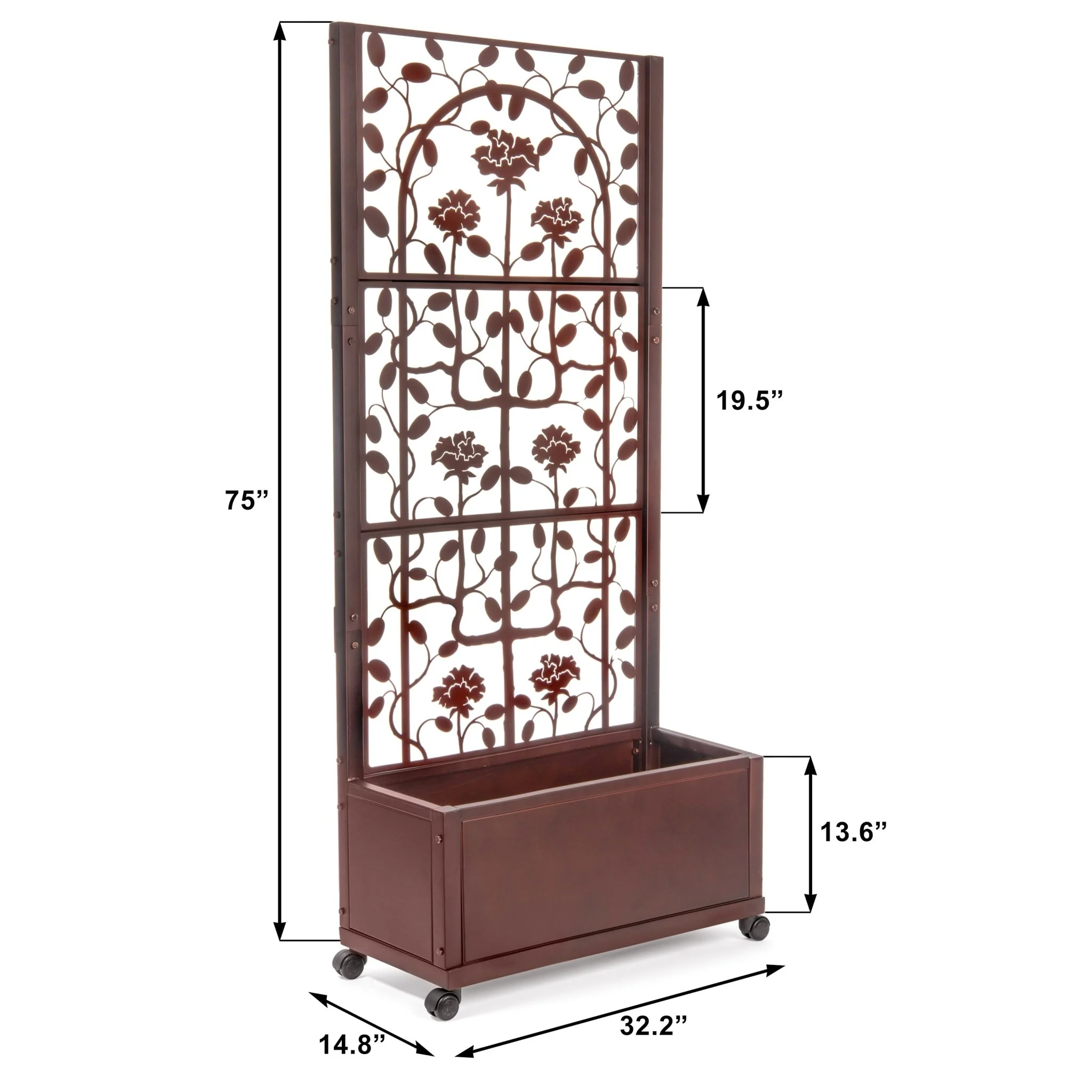 H Potter Camden Trellis Planter - Mahogany Finish - Patio Deck Balcony - Image 3