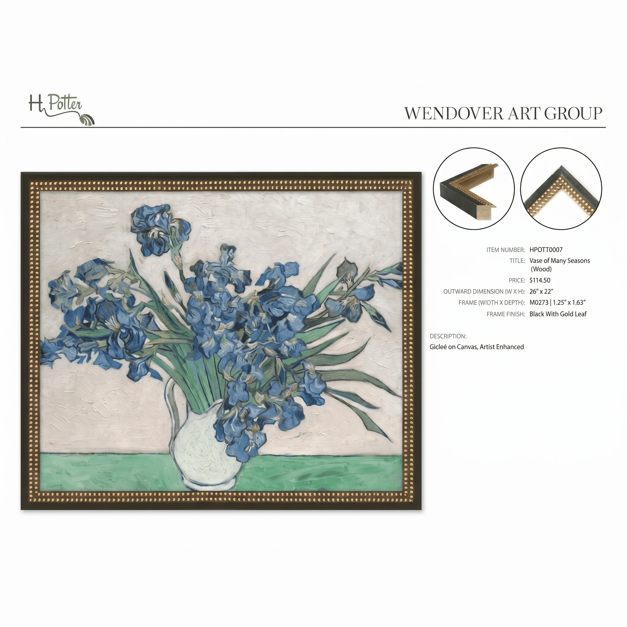 H Potter Vase of Many Seasons Canvas Wall Art - Image 4