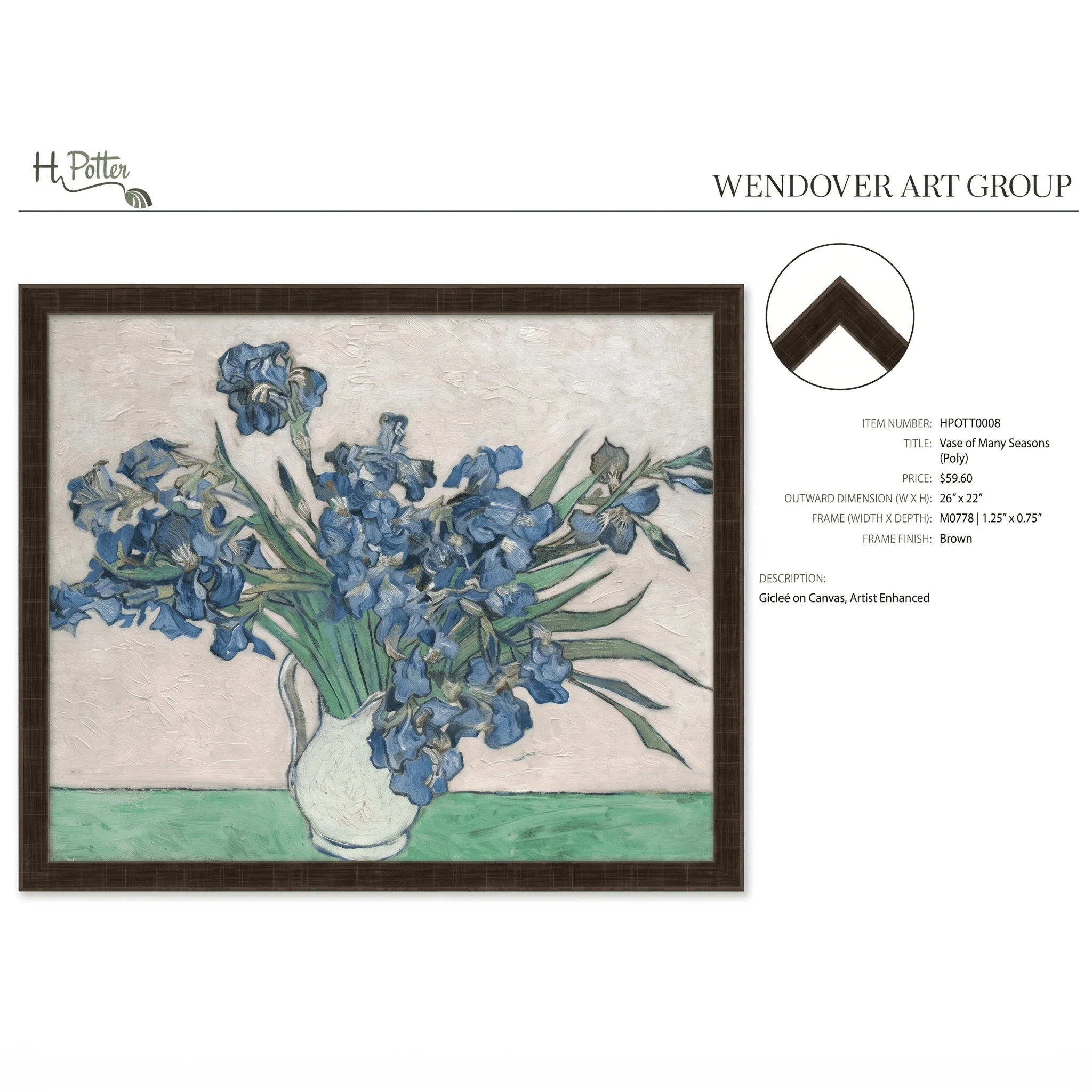 H Potter Vase of Many Seasons Canvas Wall Art - Image 5