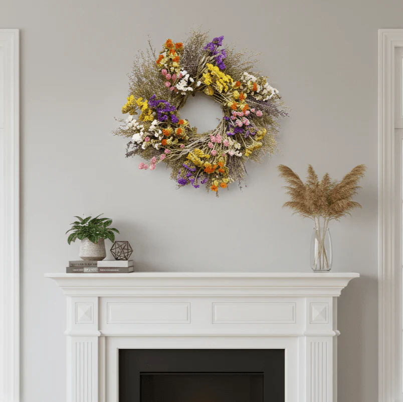 H Potter Vibrant Meadow Dried Wreath – Spring Botanical Wreath - Image 3
