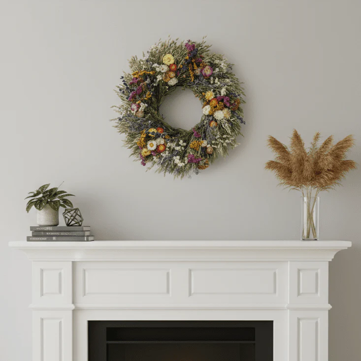 H Potter Vintage Garden Dried Wreath – Spring Botanical Wreath - Image 3