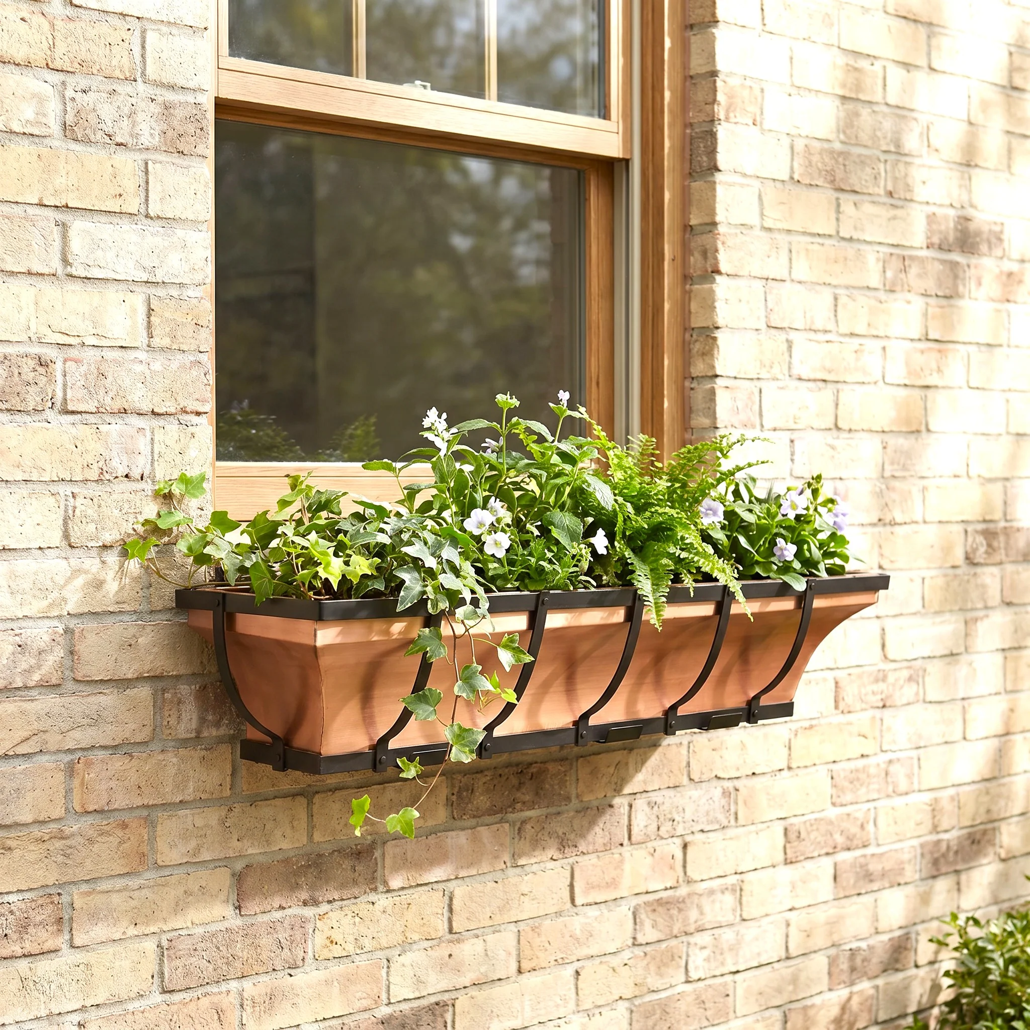 36-Inch Real Copper Window Box with Metal Frame