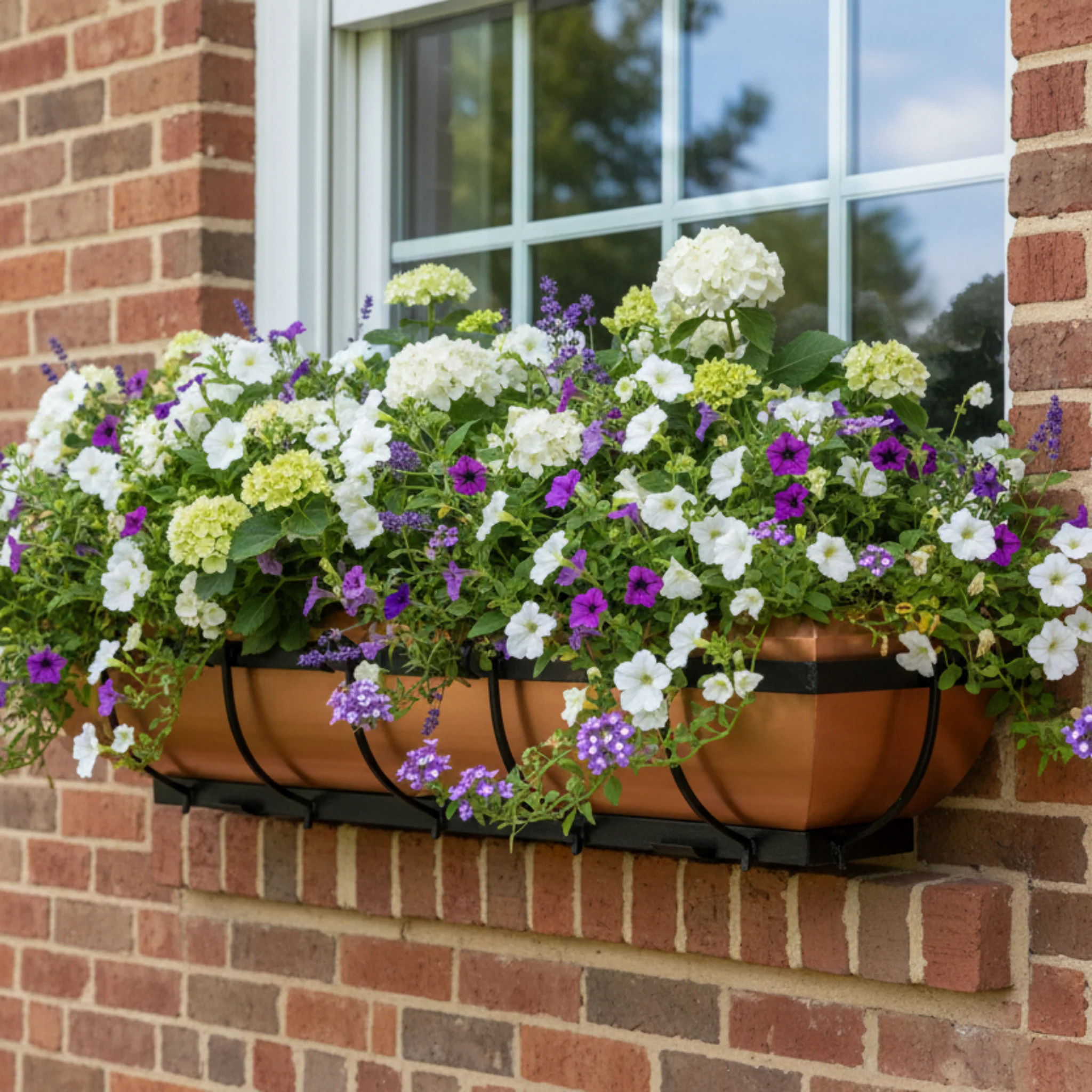 36-Inch Solid Copper Window Box with Welded Iron Frame | Model GAR134A - Image 3