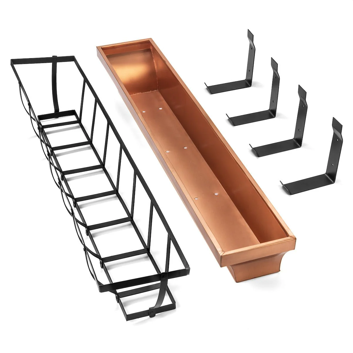 48-Inch Real Copper Window Box Planter with Metal Frame - Image 5