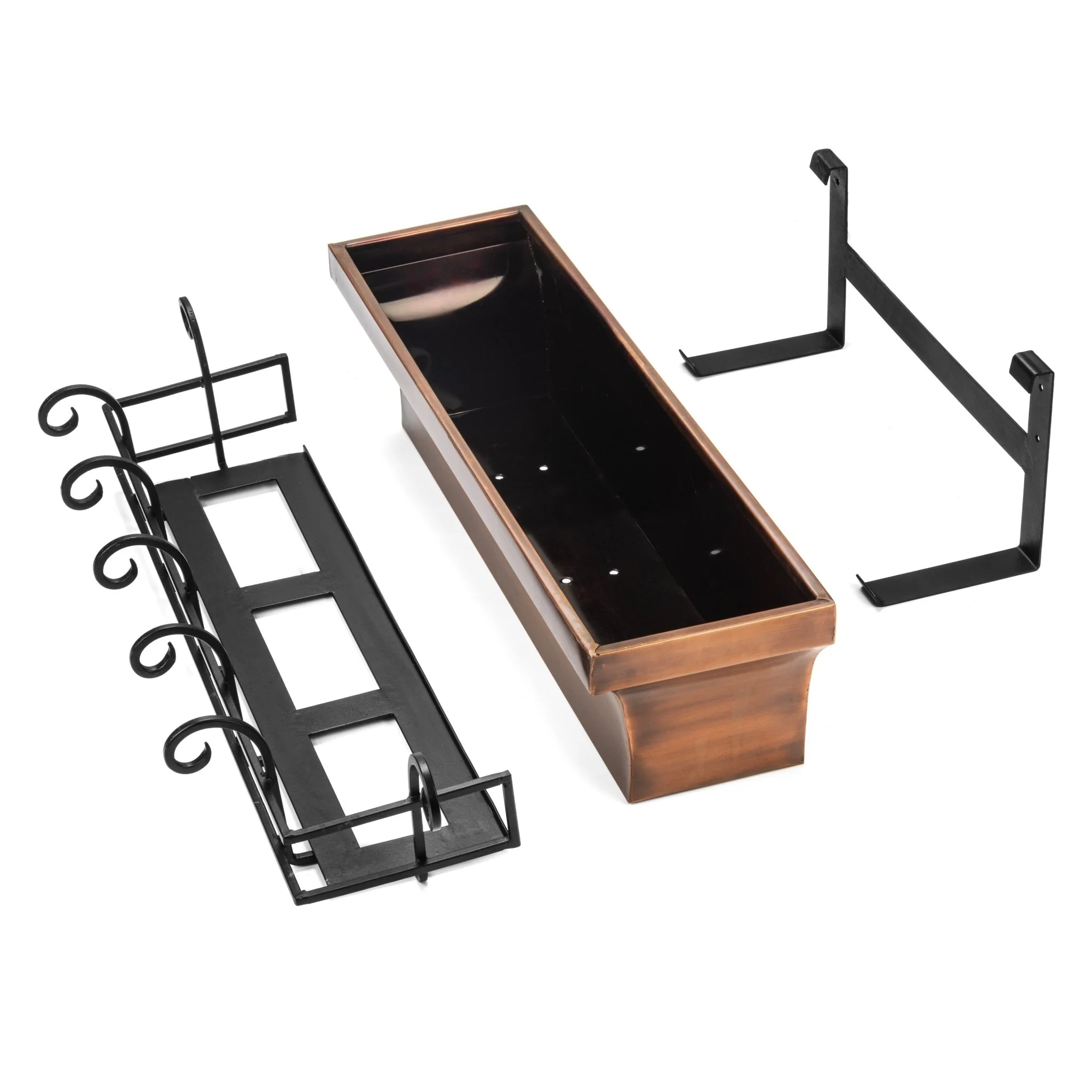 30-Inch Flared Antique Copper Window Box with Scrolled Frame - Image 5