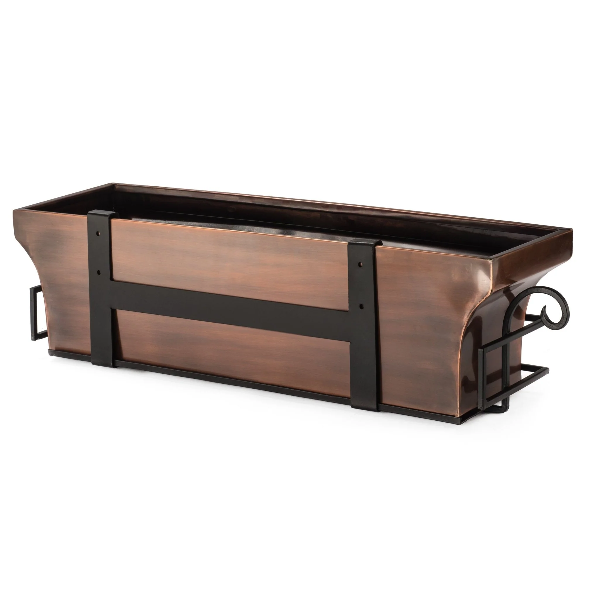 30-Inch Flared Antique Copper Window Box with Scrolled Frame - Image 7